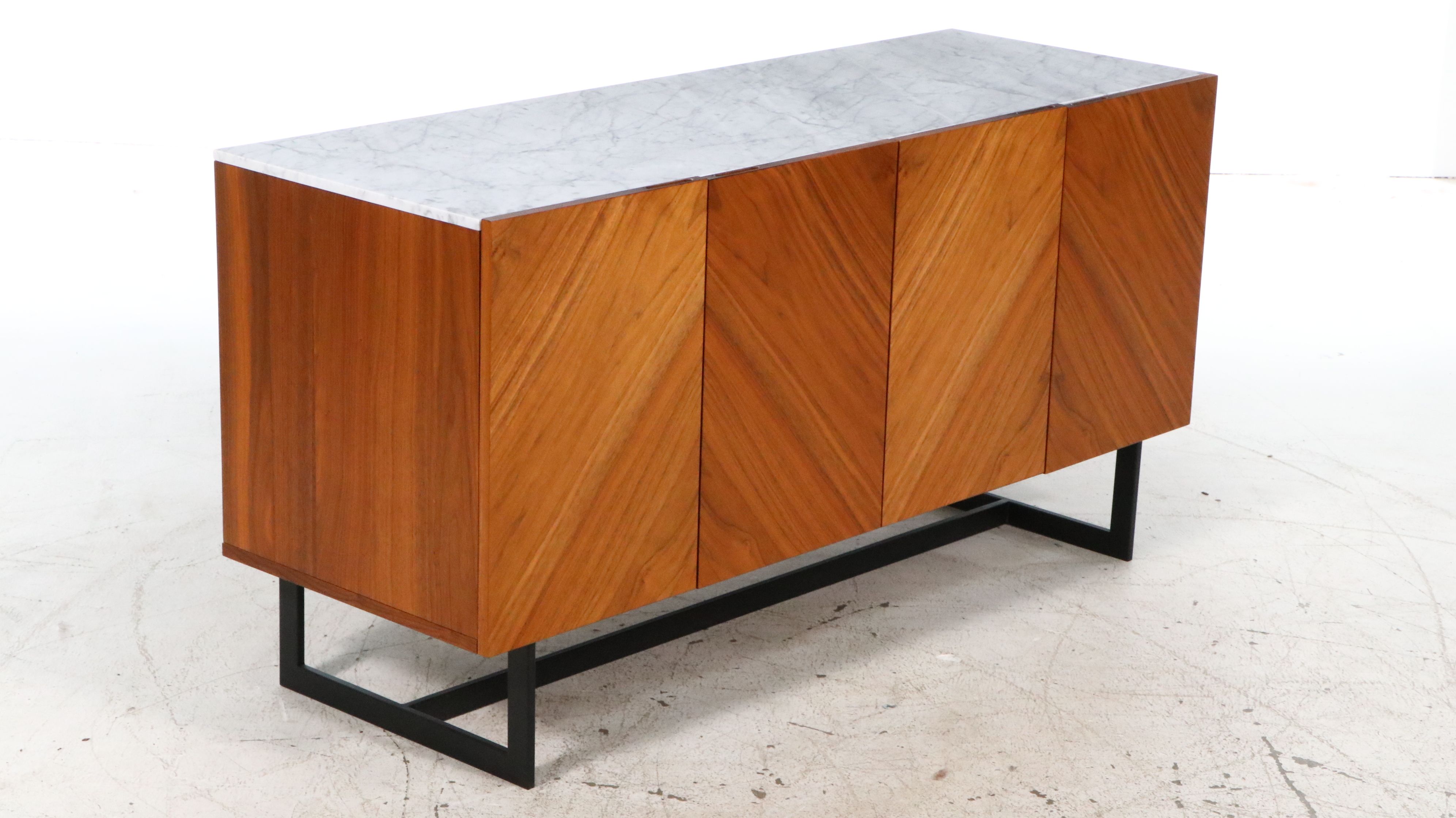 CB2 "Suspend" Tall Wood and Marble Sideboard, 2018
