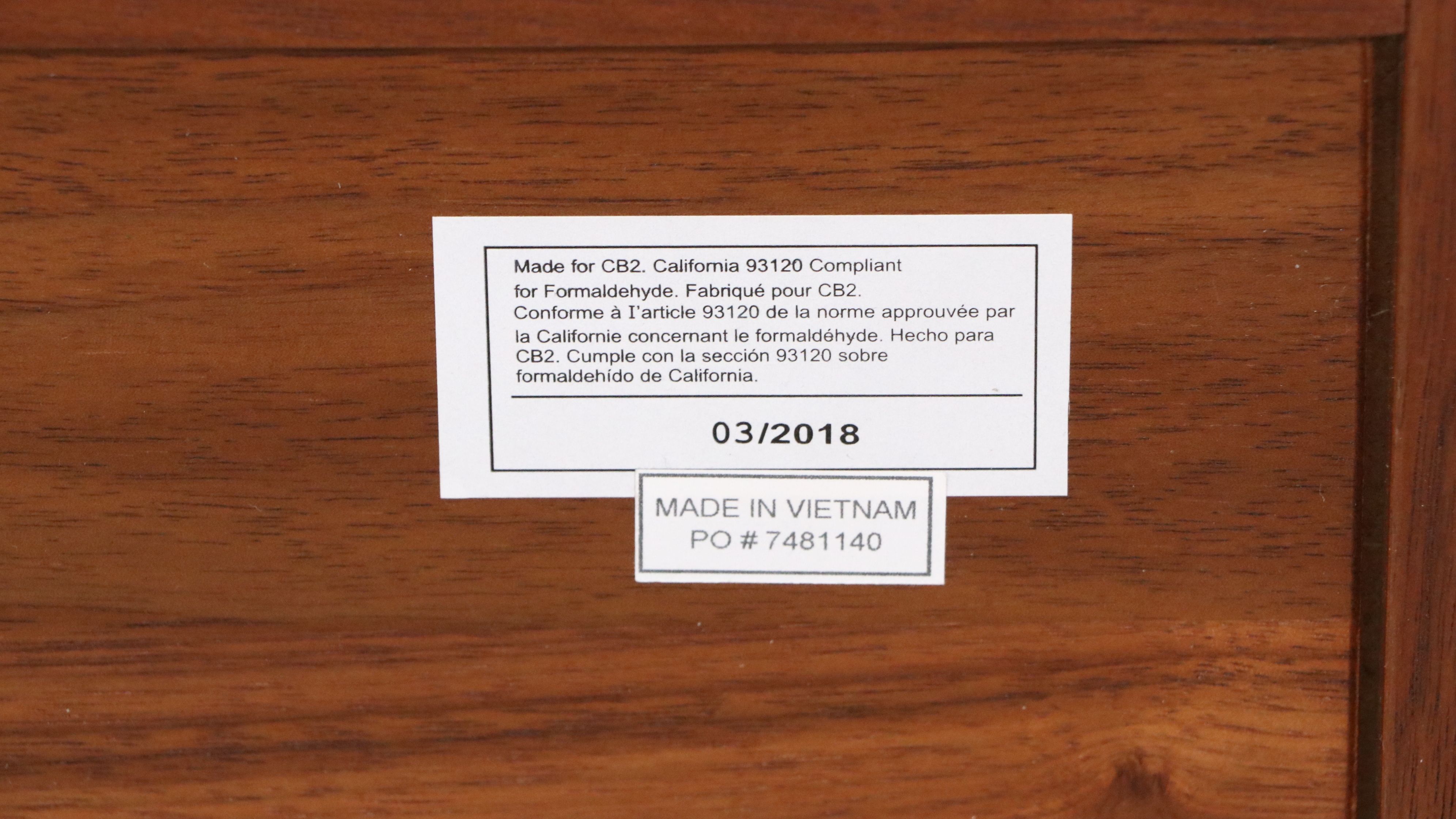 CB2 "Suspend" Tall Wood and Marble Sideboard, 2018