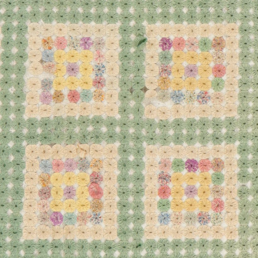 Hand-Stitched "Yo-Yo" Pastel Quilt