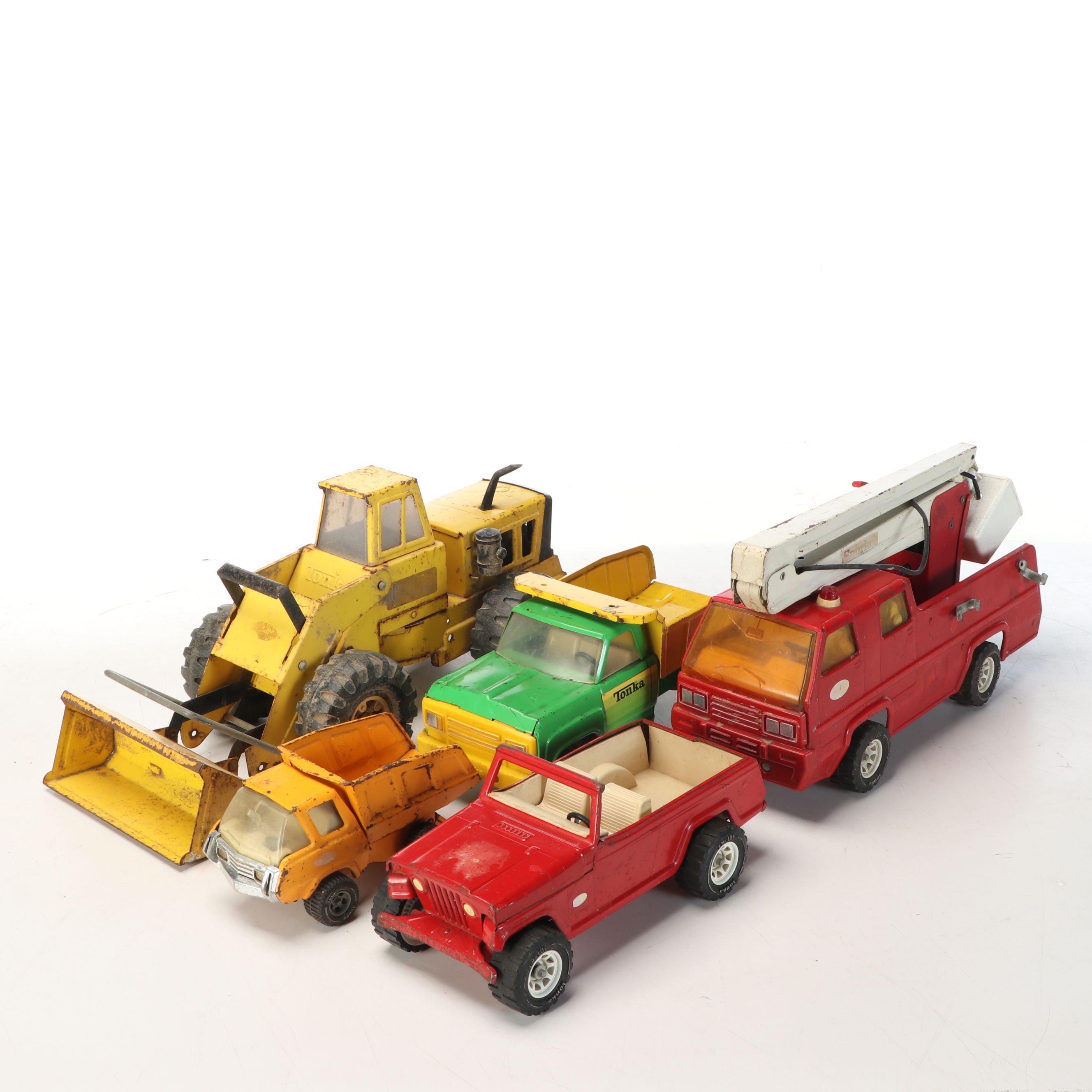 Tonka Pressed Steel Jeep, Dump Trucks, and More Vintage Vehicles