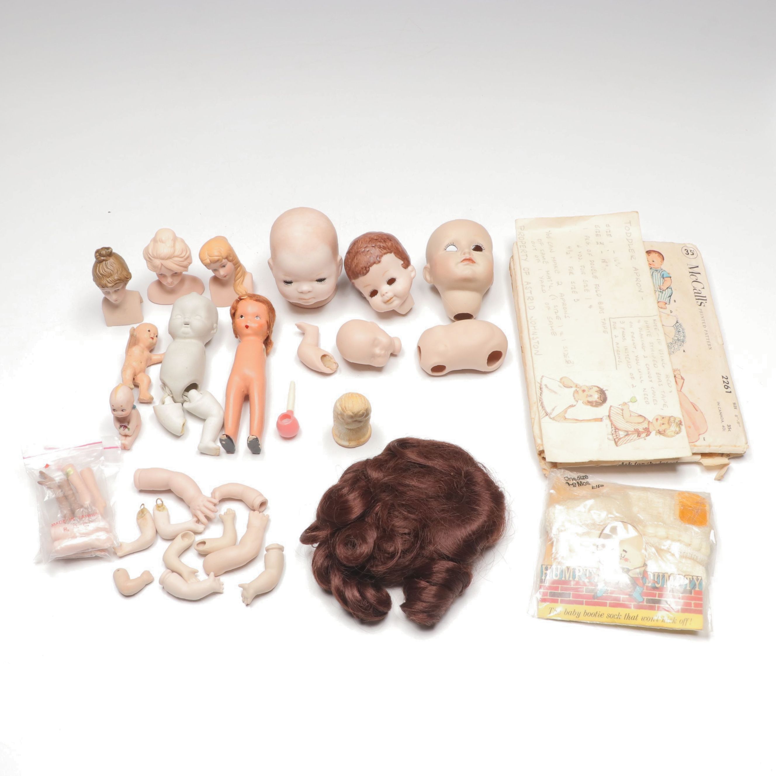 Vintage Porcelain Doll Parts and Accessories