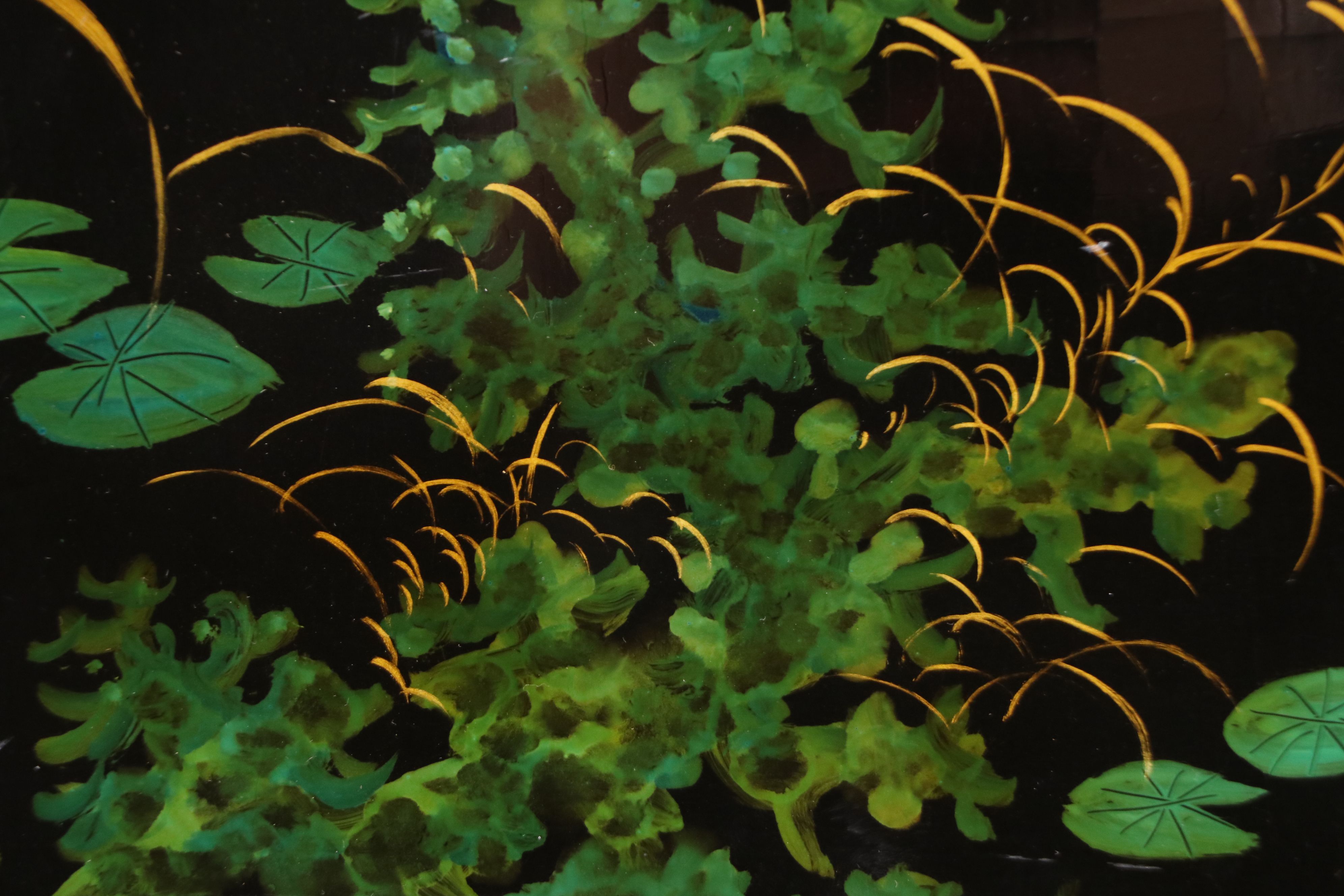 Vietnamese School Lacquered Triptych with Goldfish Motif