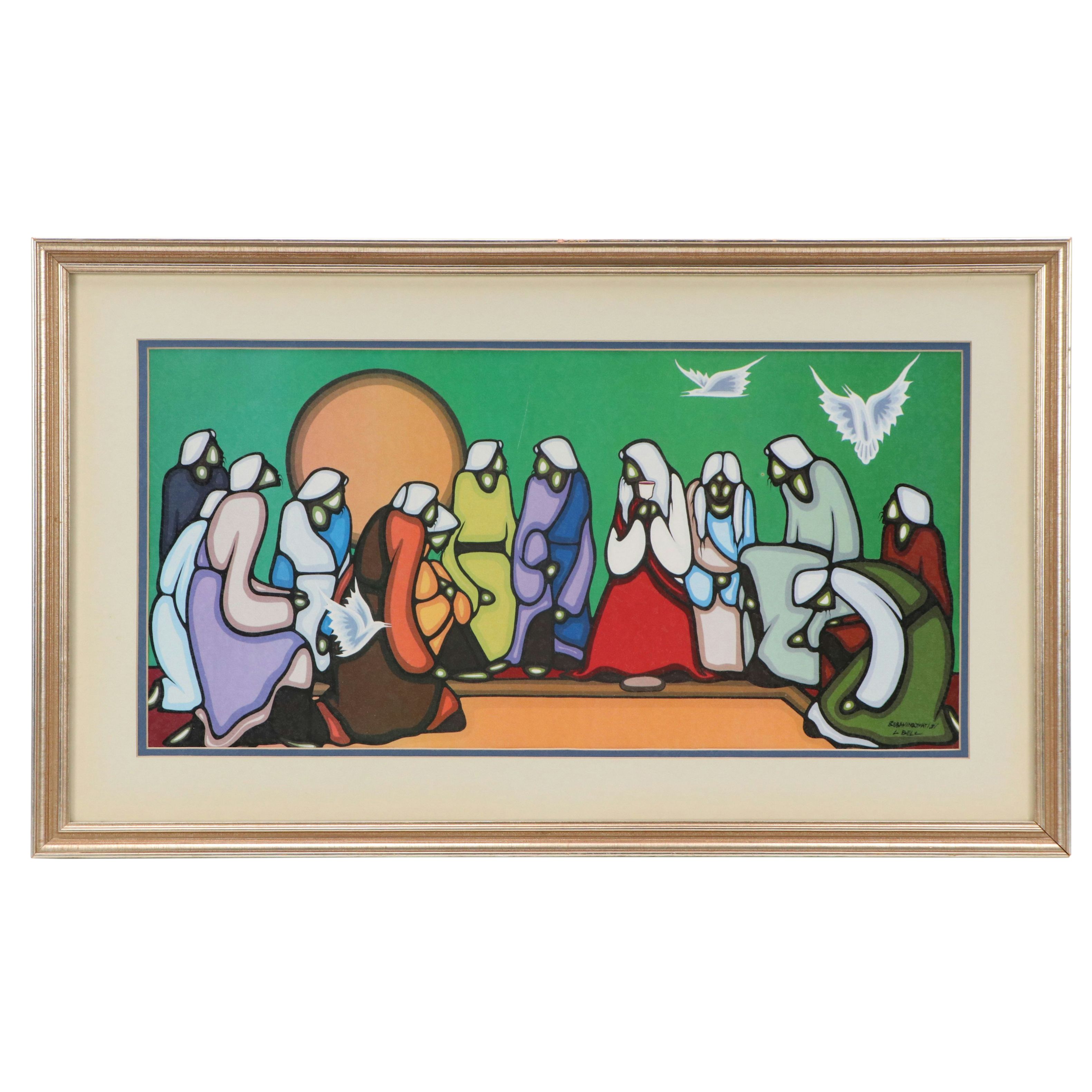 Offset Lithograph After Leland Bell "The Feast," Late 20th Century