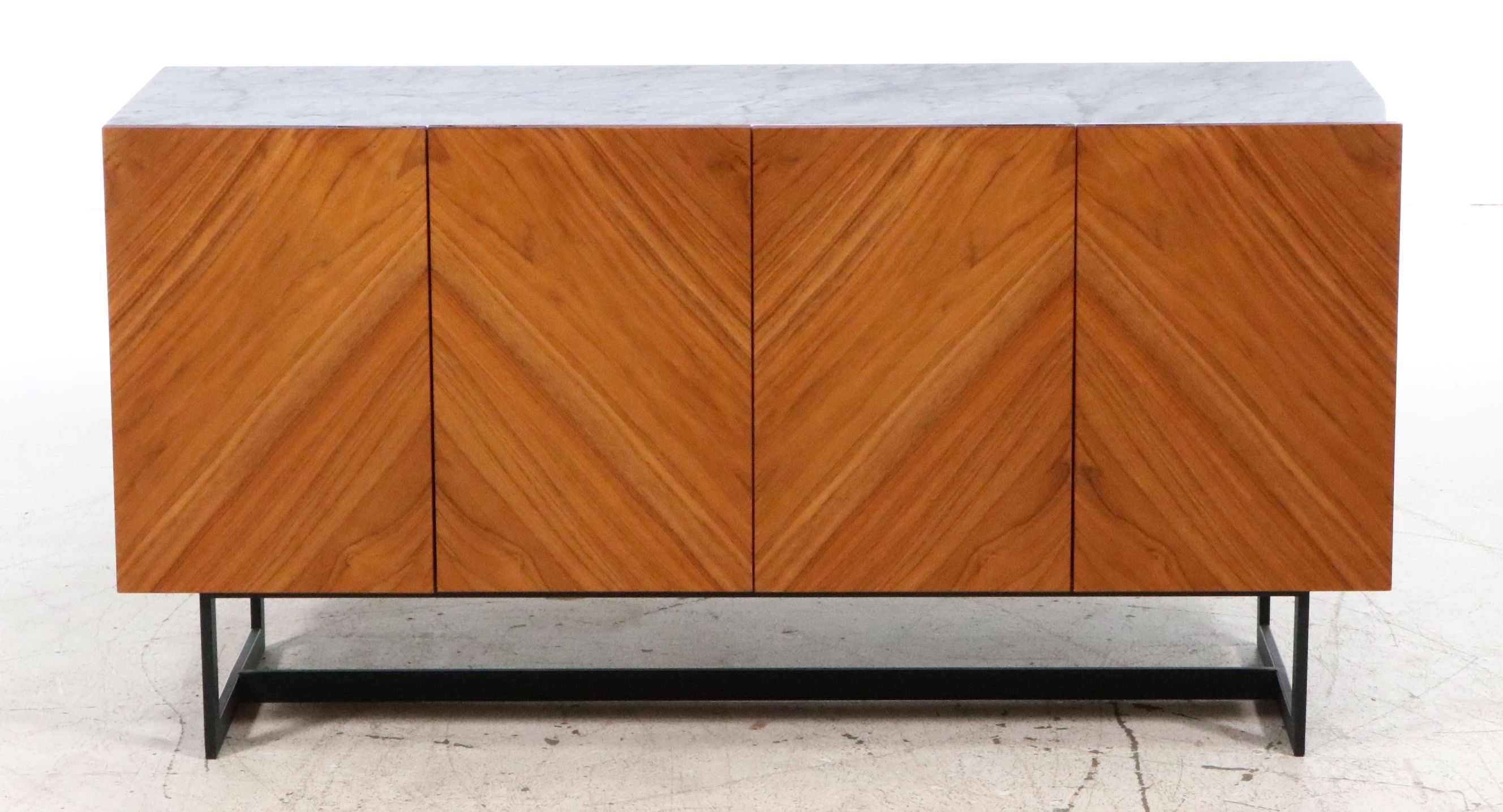 CB2 "Suspend" Tall Wood and Marble Sideboard, 2018