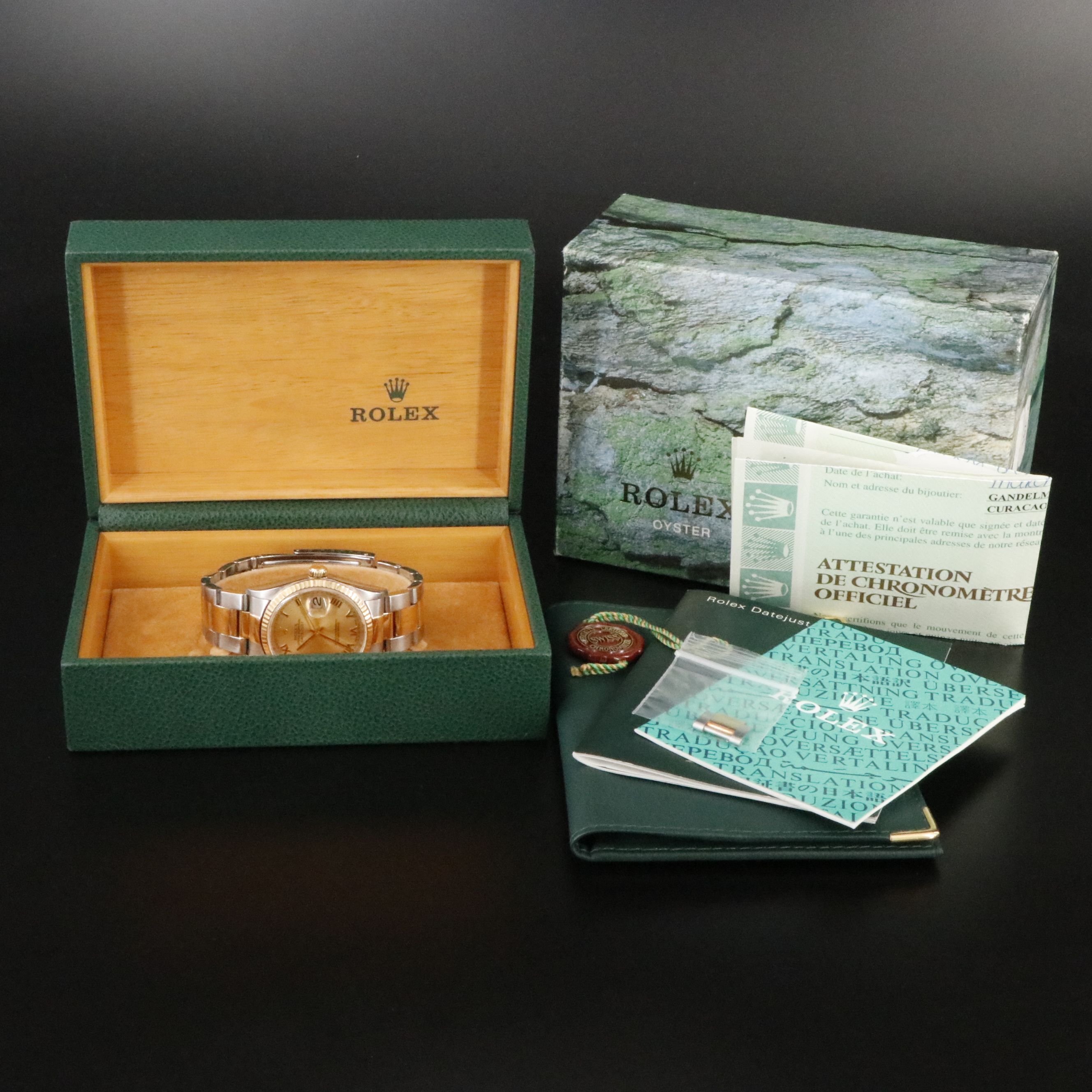 2001 Rolex Champagne Roman Dial Two Tone Datejust 16233 Watch