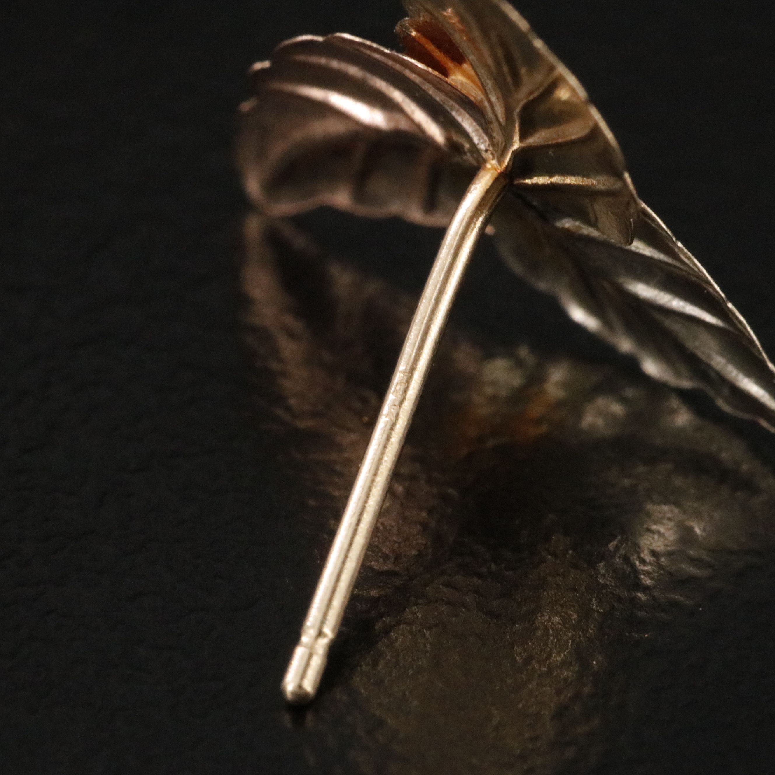 14K Tri-Color Leaf Earrings