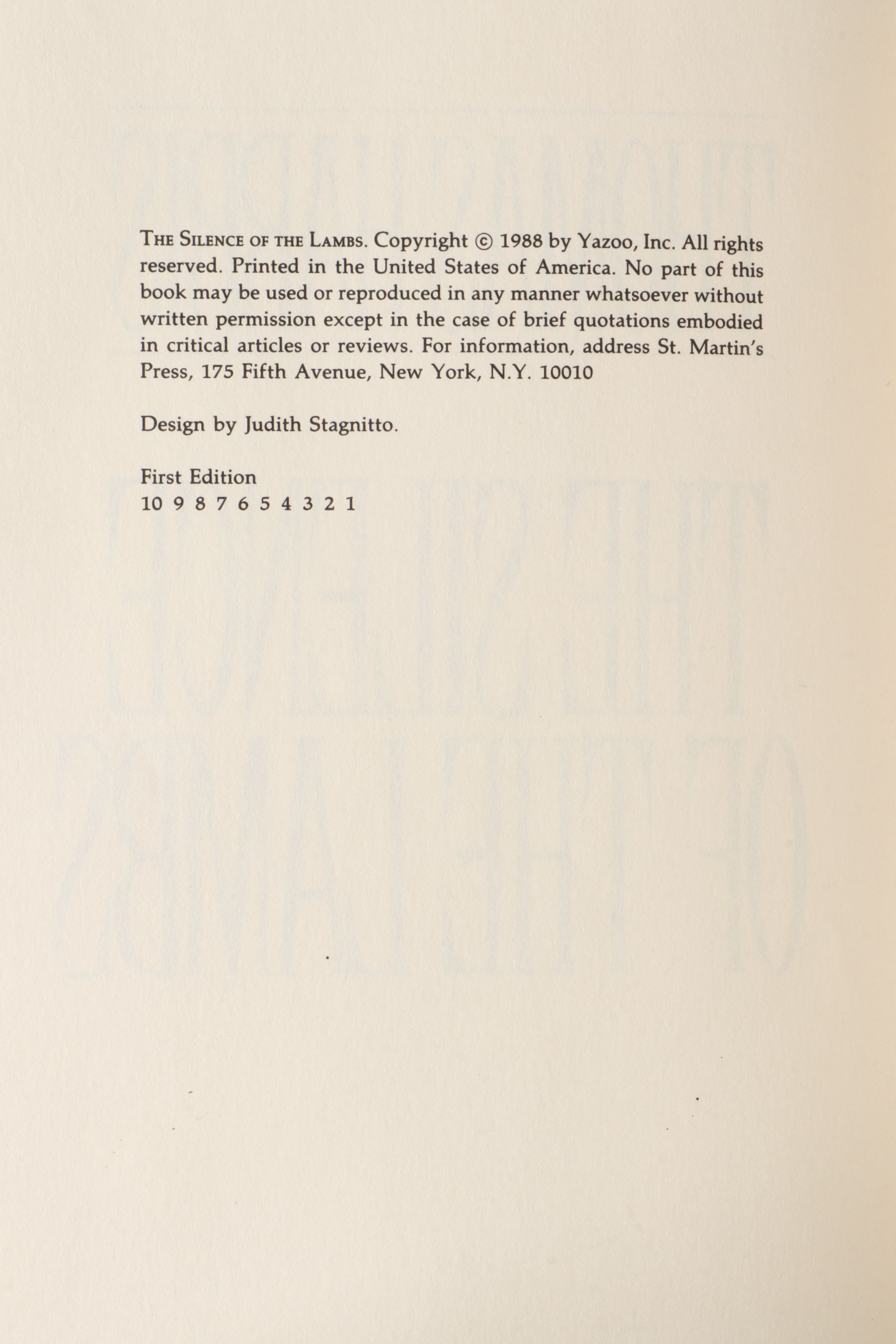 Advance Reader's Copy "The Silence of the Lambs" by Thomas Harris