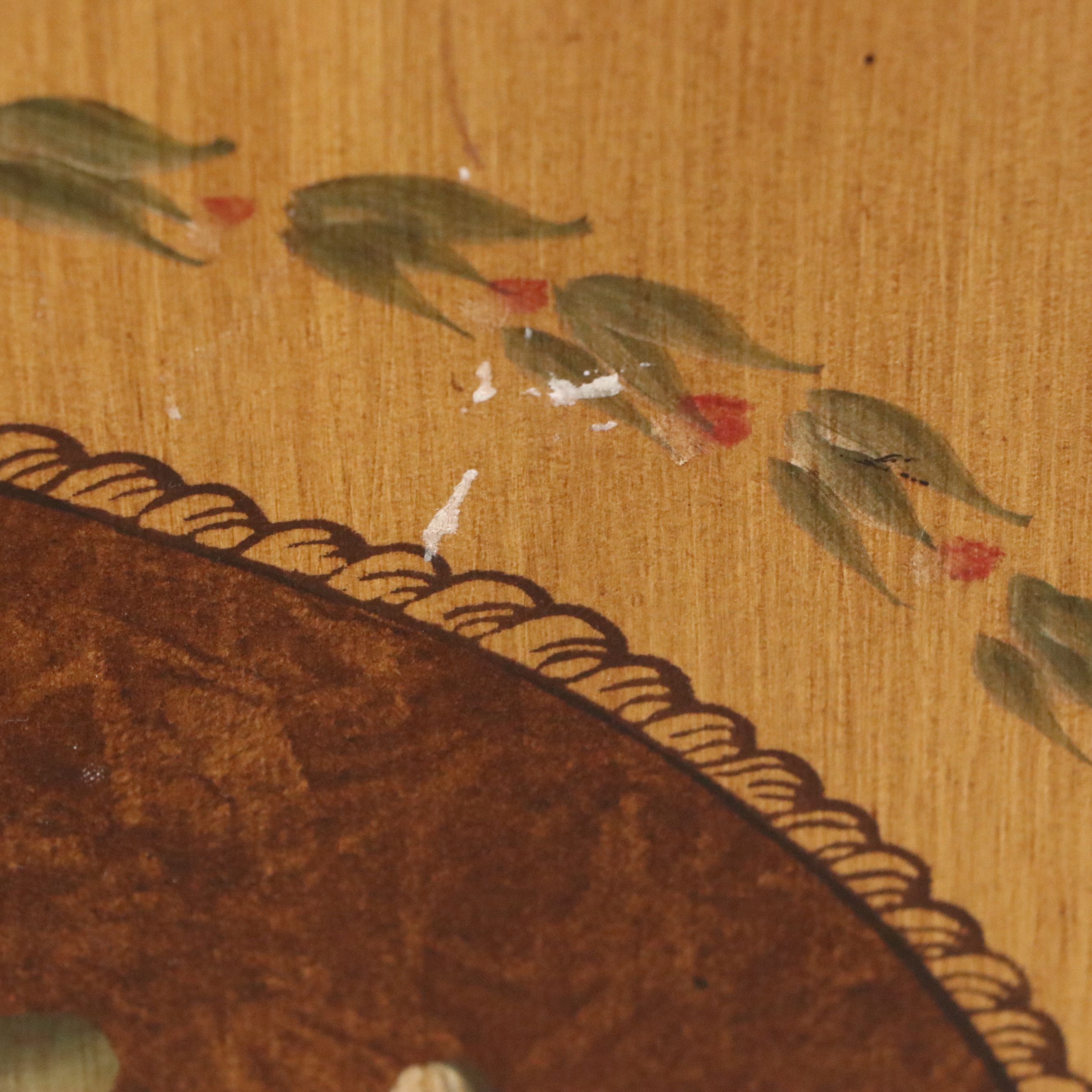 French Provincial Style Hand-Painted Accent Cabinet with Black Granite Top