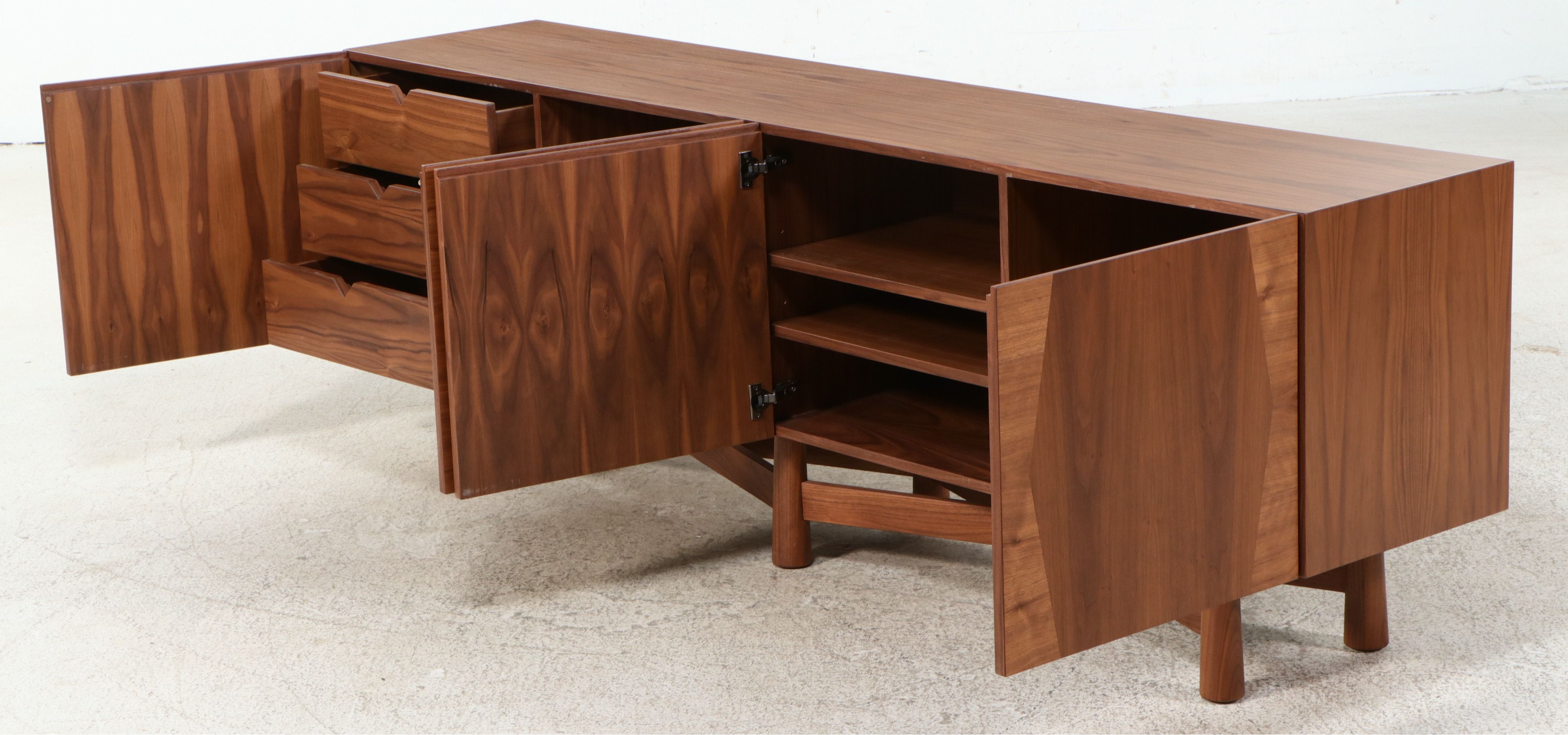 Lawson-Fenning "Bronson" Mid Century Modern Style Walnut Four-Door Cabinet