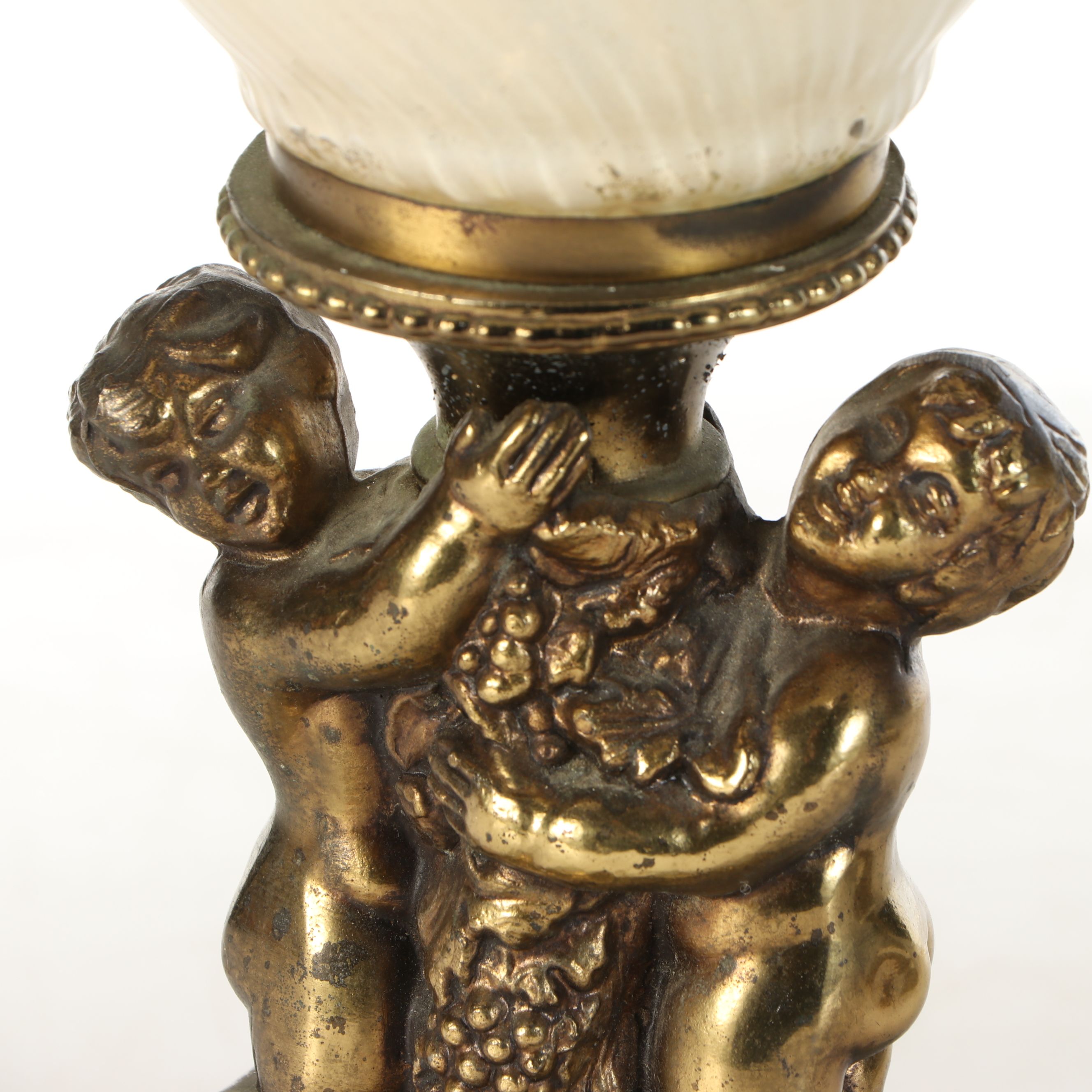 Rococo Style Ormolu-Mount Glass Table Lamps with Crystal Drops