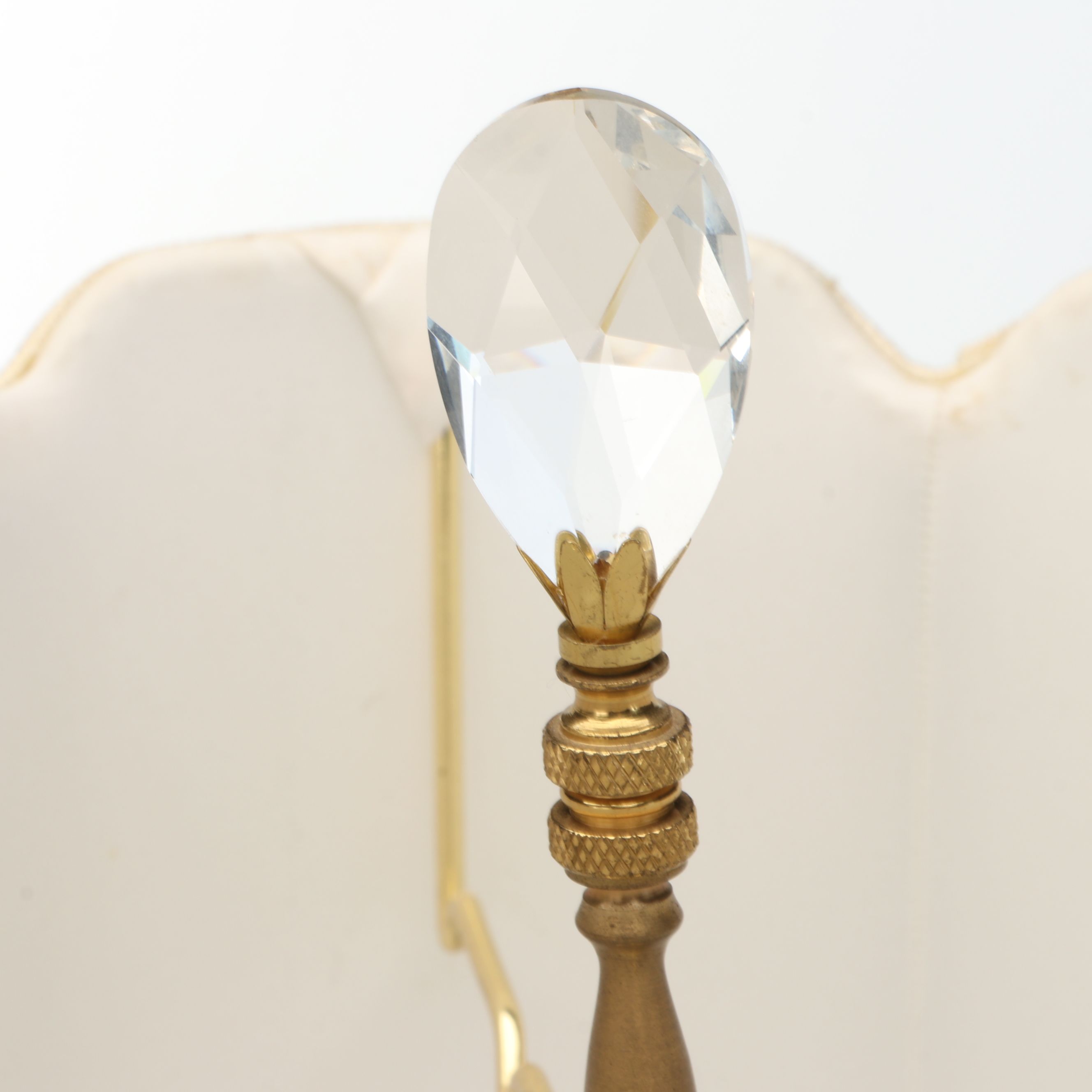 Rococo Style Ormolu-Mount Glass Table Lamps with Crystal Drops