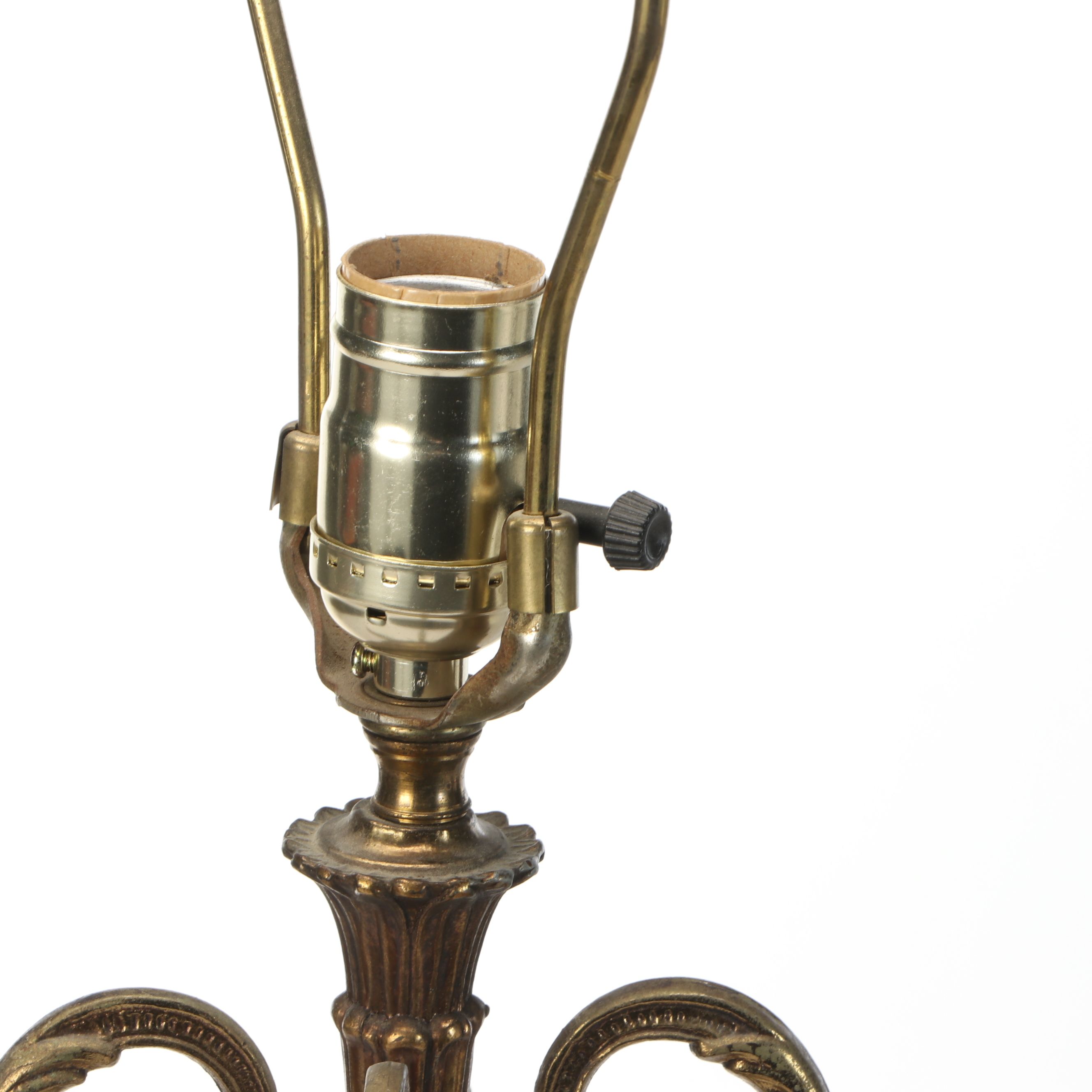 Rococo Style Ormolu-Mount Glass Table Lamps with Crystal Drops