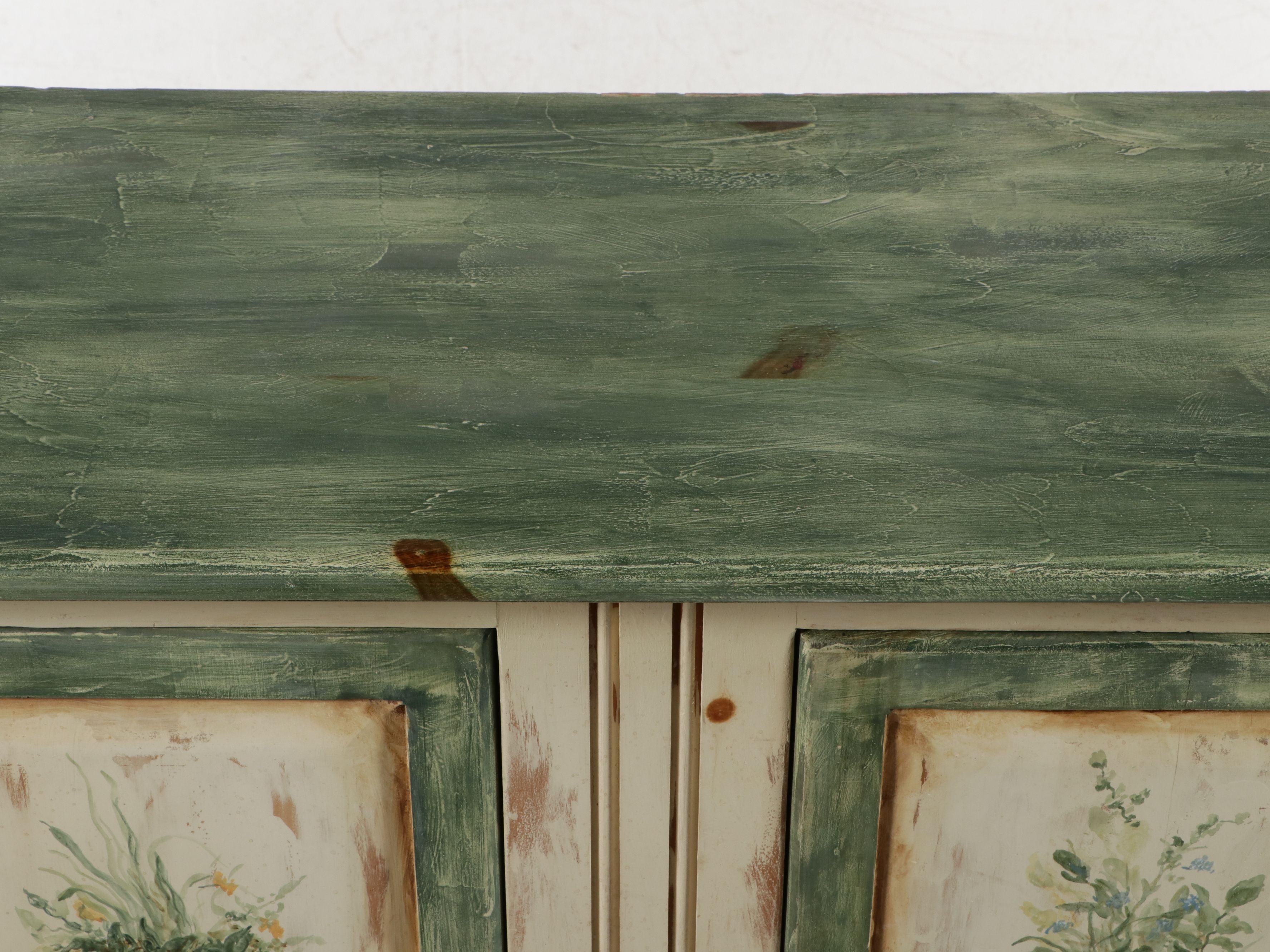 French Provincial Style Paint-Decorated Wood Cabinet, Late 20th Century