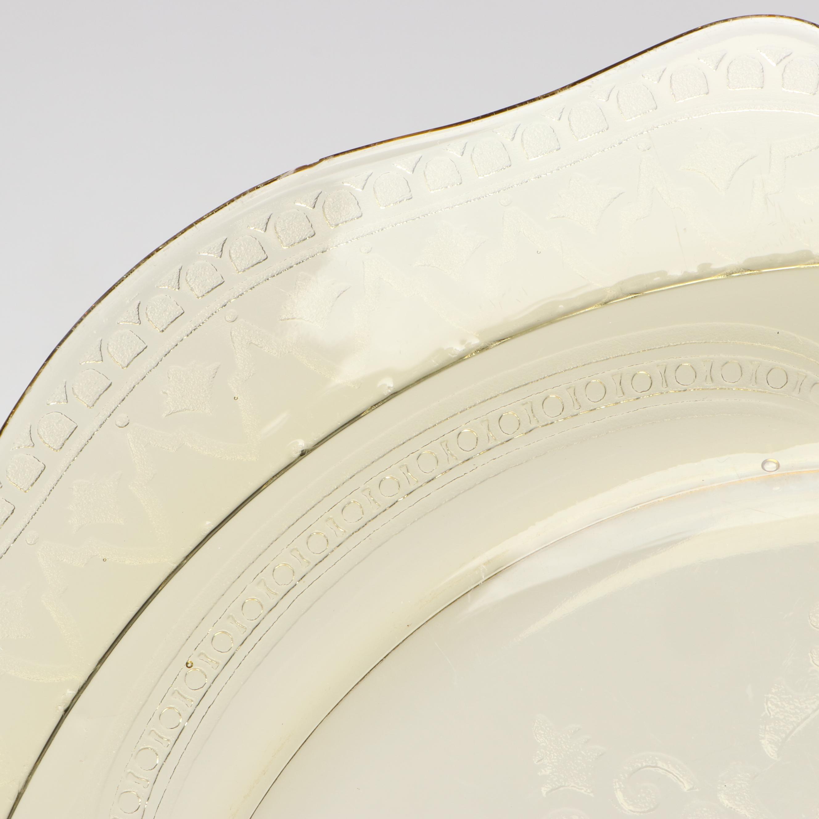 Federal and Other Depression Glass with Etched Bowl, Mid-20th Century