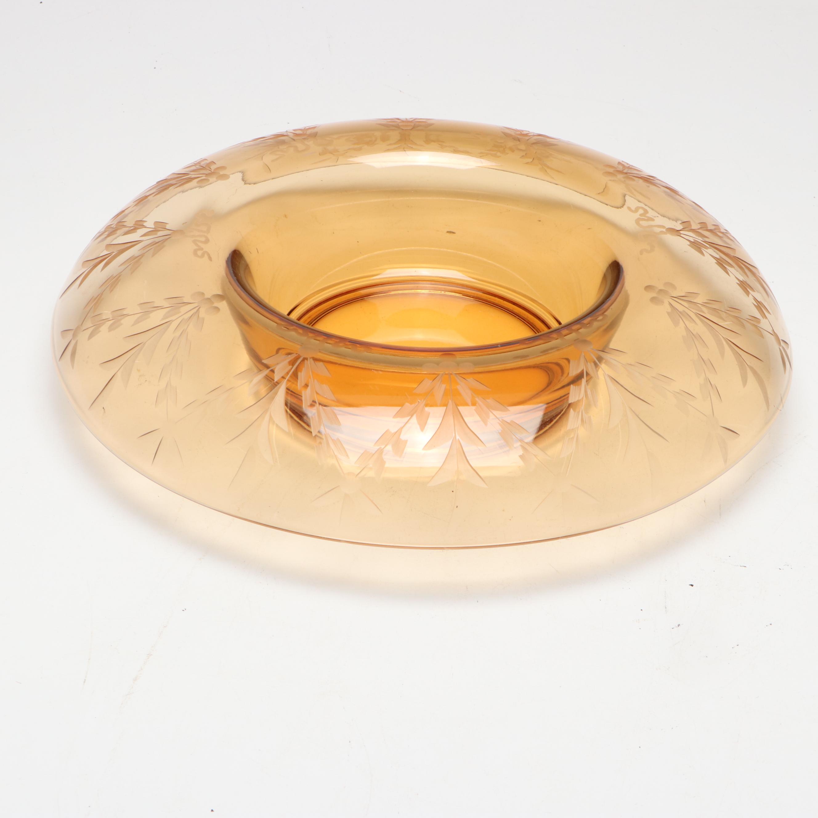 Federal and Other Depression Glass with Etched Bowl, Mid-20th Century