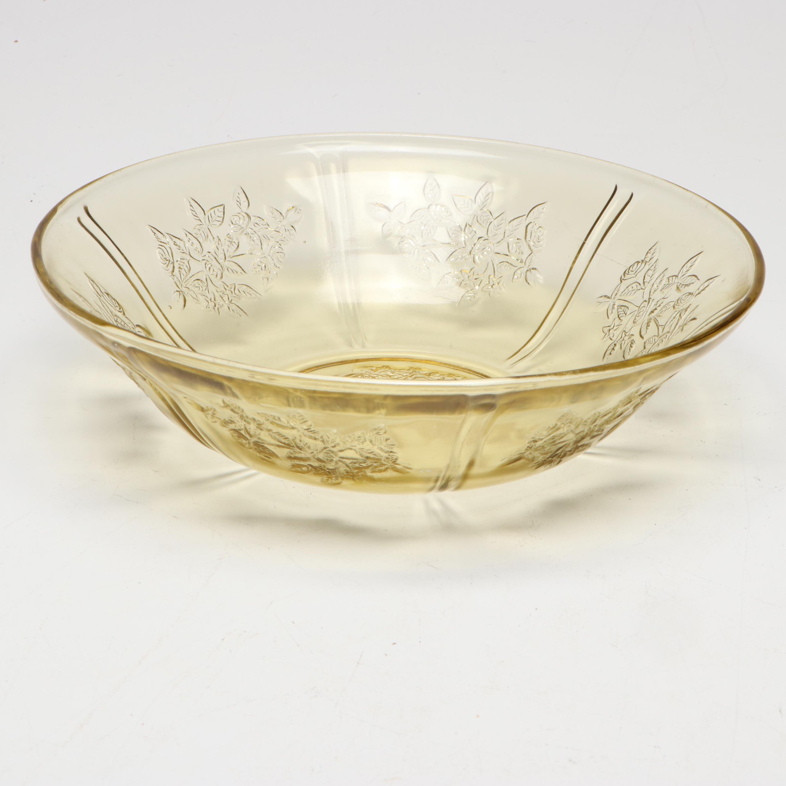 Federal and Other Depression Glass with Etched Bowl, Mid-20th Century