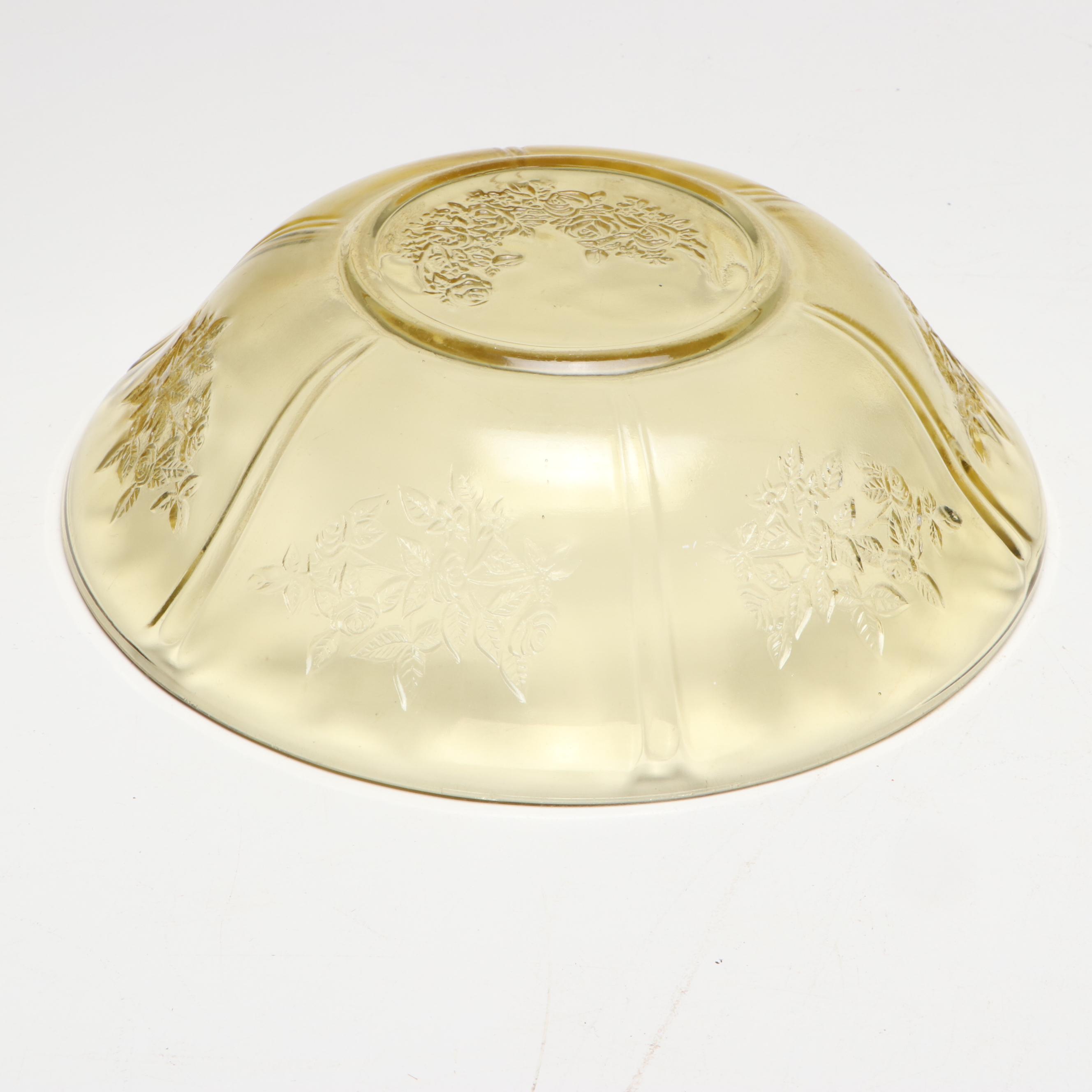 Federal and Other Depression Glass with Etched Bowl, Mid-20th Century