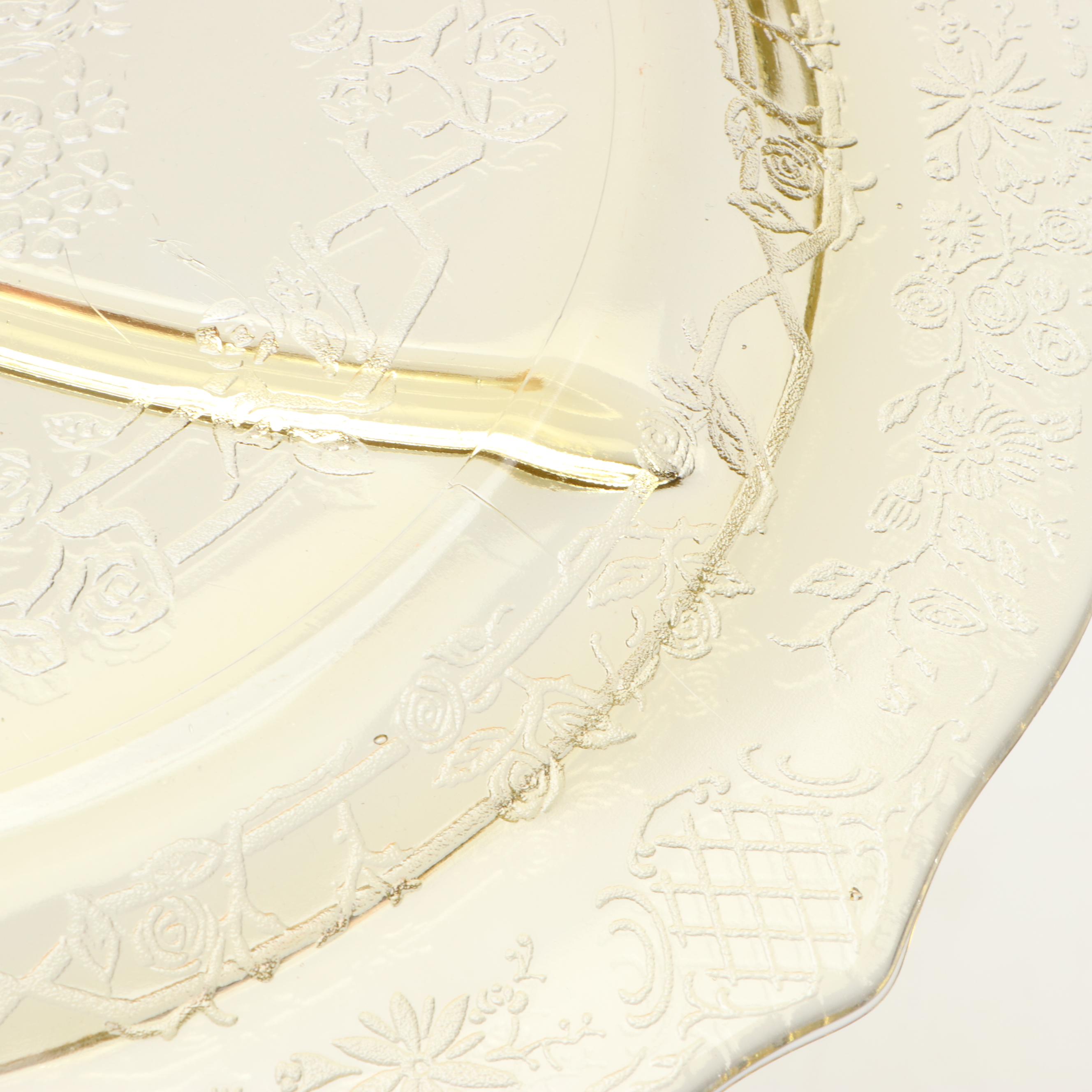 Federal and Other Depression Glass with Etched Bowl, Mid-20th Century