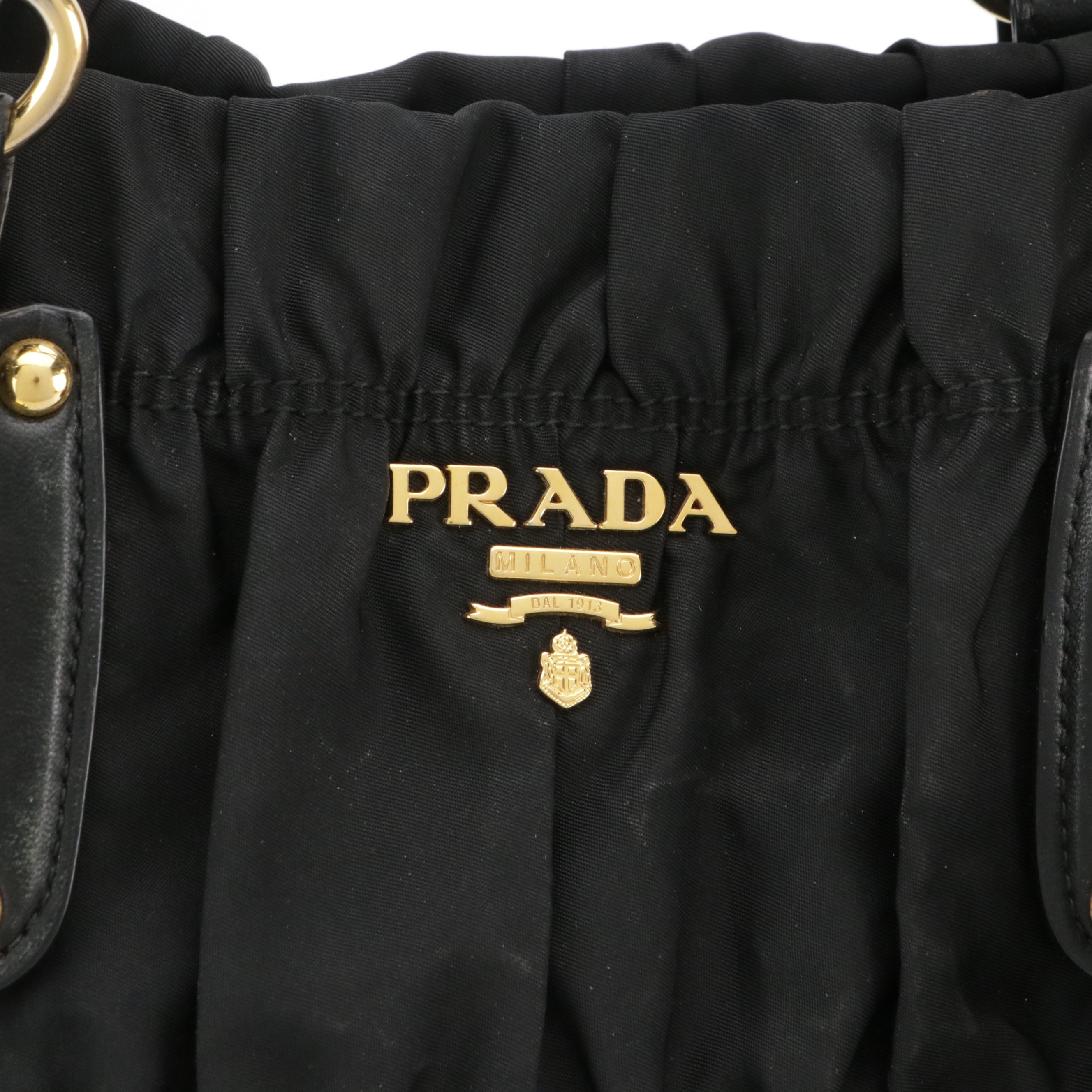 Prada Gaufré Two-Way Tote in Black Tessuto Nylon and Leather