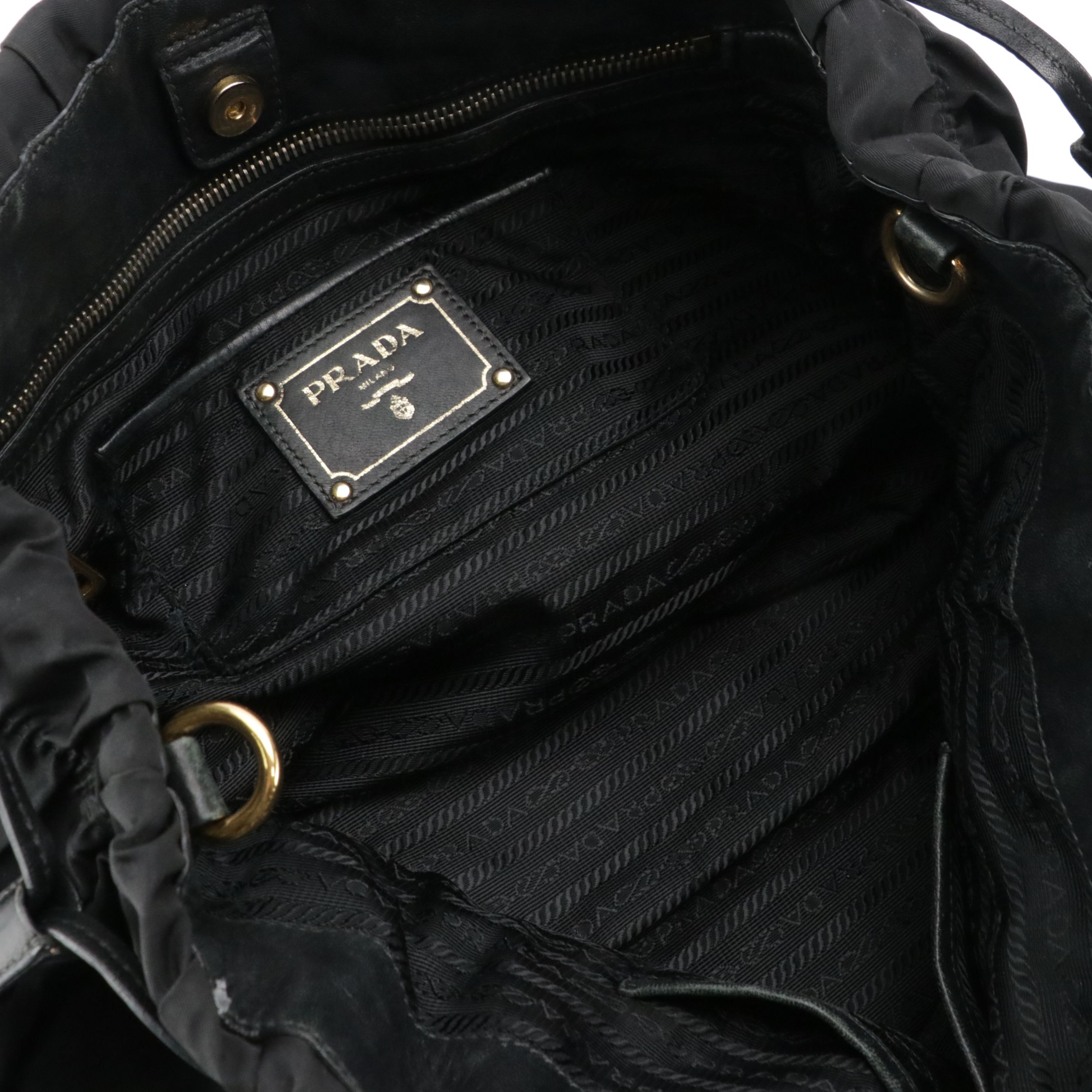 Prada Gaufré Two-Way Tote in Black Tessuto Nylon and Leather