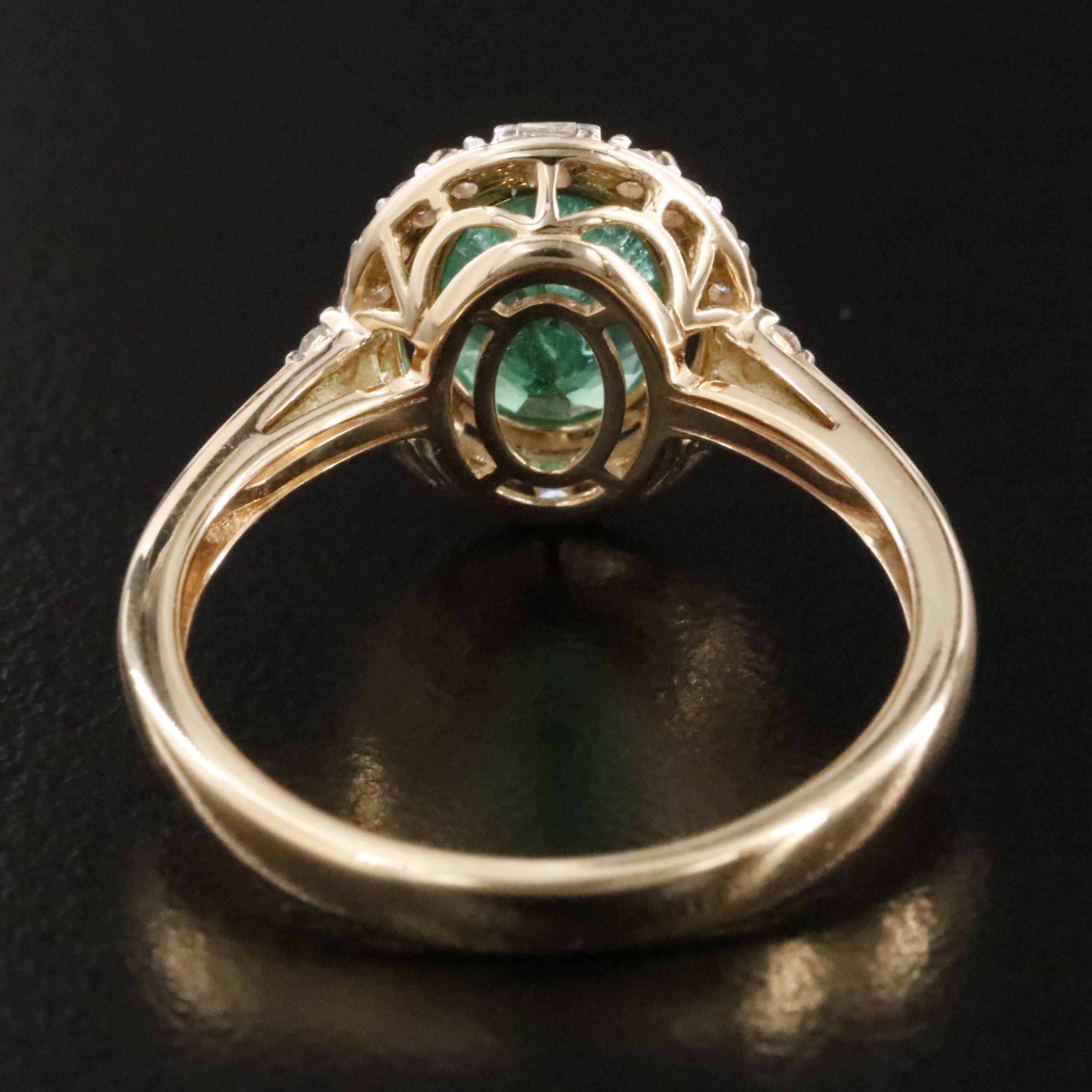 14K 1.63 CT Emerald and Diamond Halo Ring