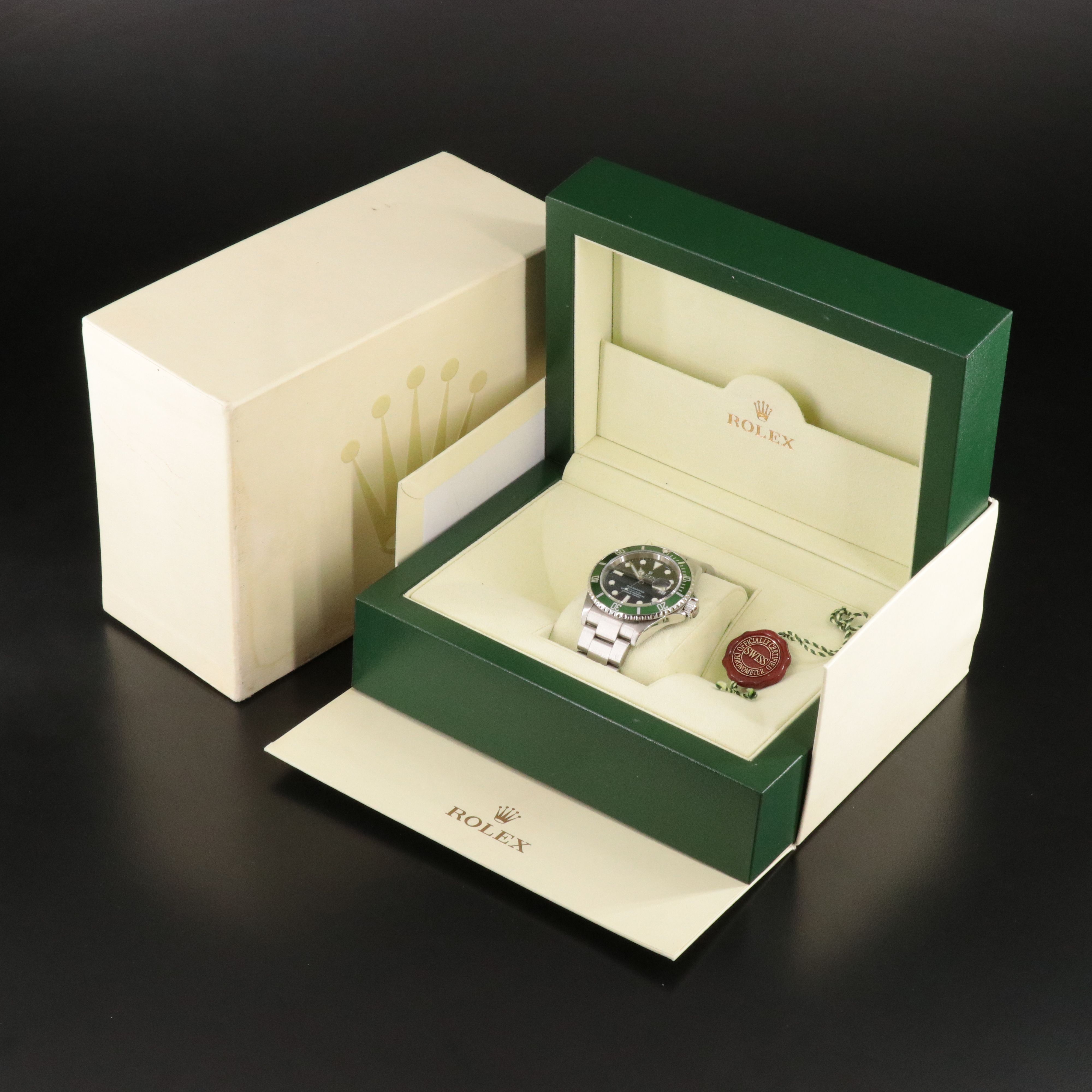 2006 Rolex Submariner 16610 T Custom Green Bezel Insert Watch