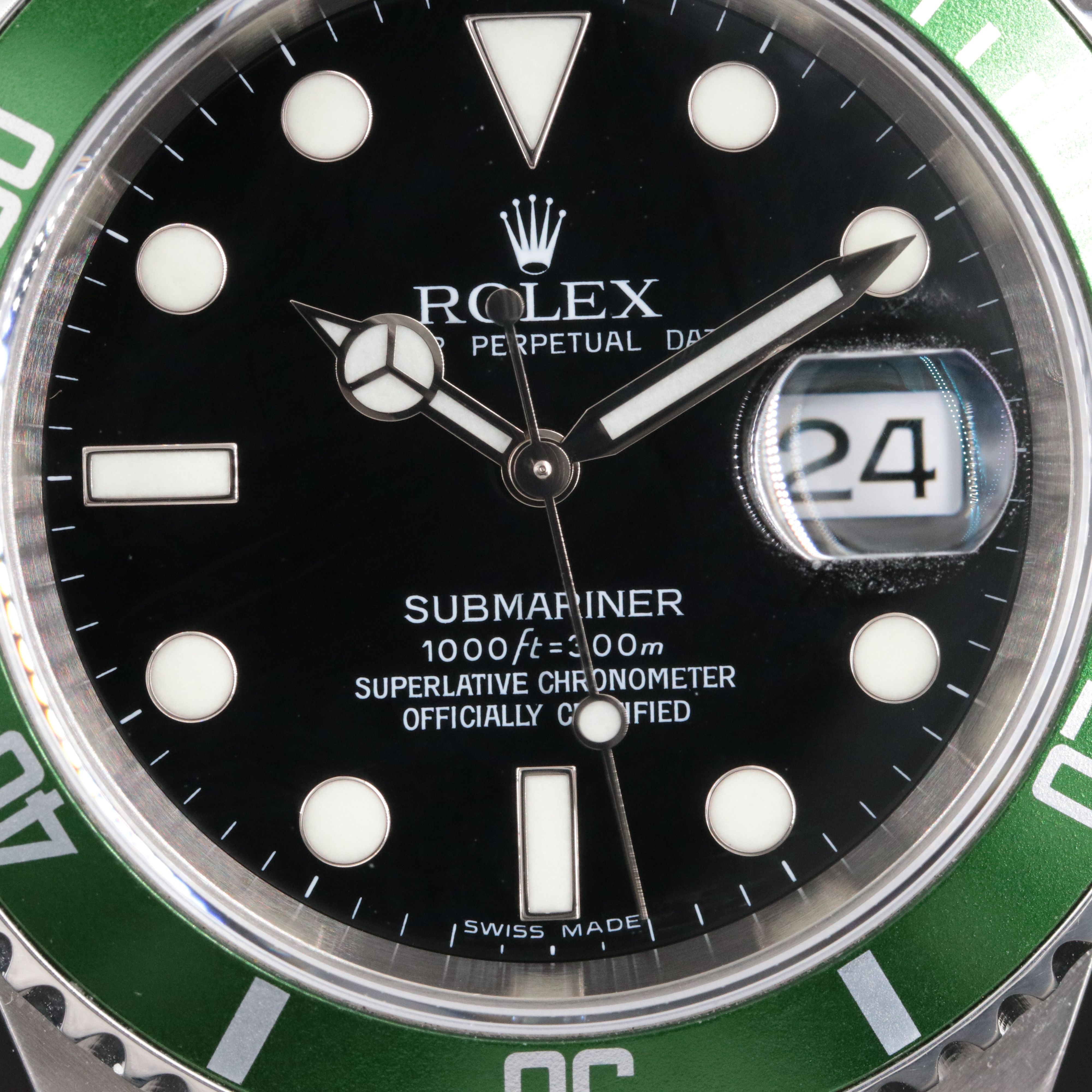 2006 Rolex Submariner 16610 T Custom Green Bezel Insert Watch