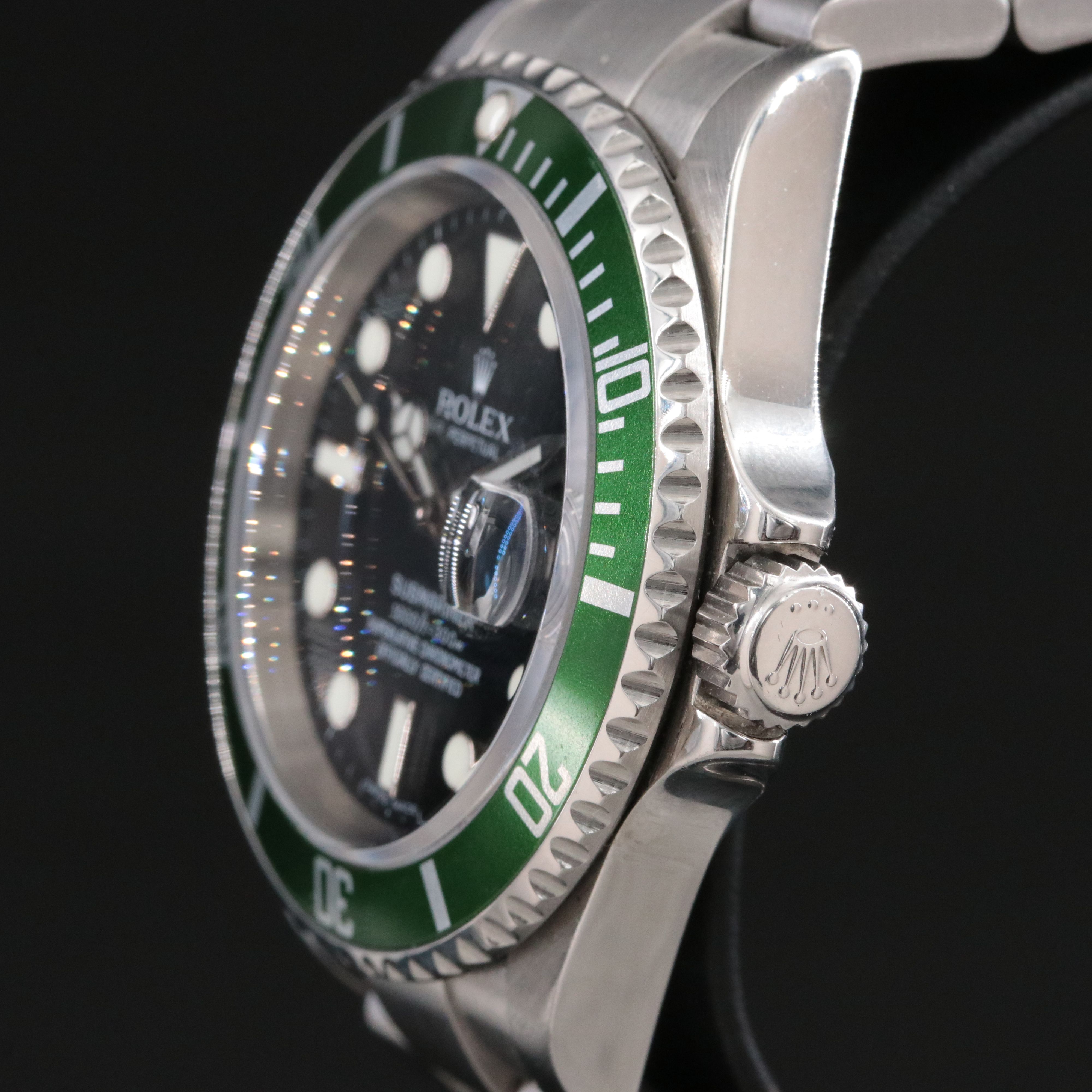 2006 Rolex Submariner 16610 T Custom Green Bezel Insert Watch