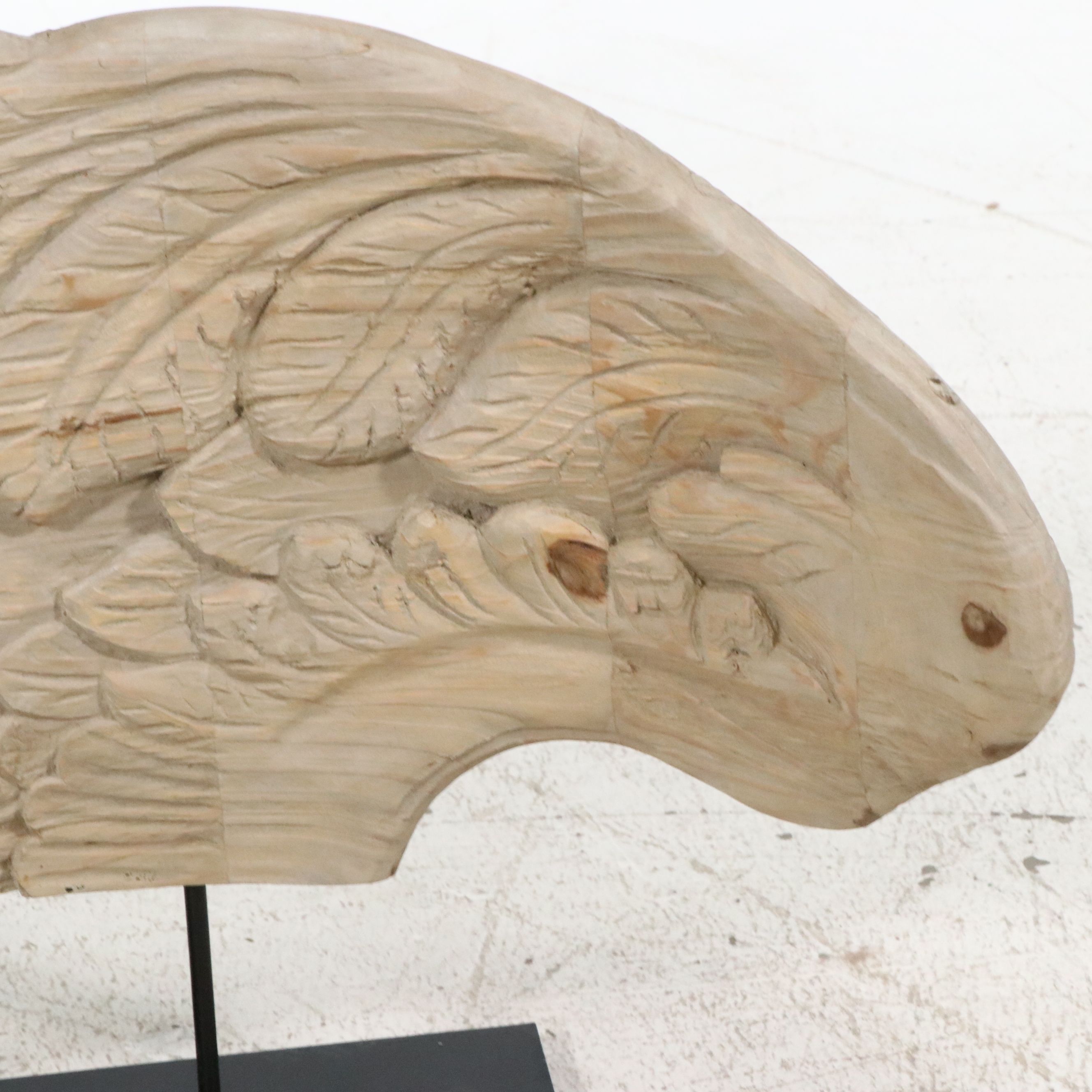 Oversized Hand-Carved Wooden Angel Wing
