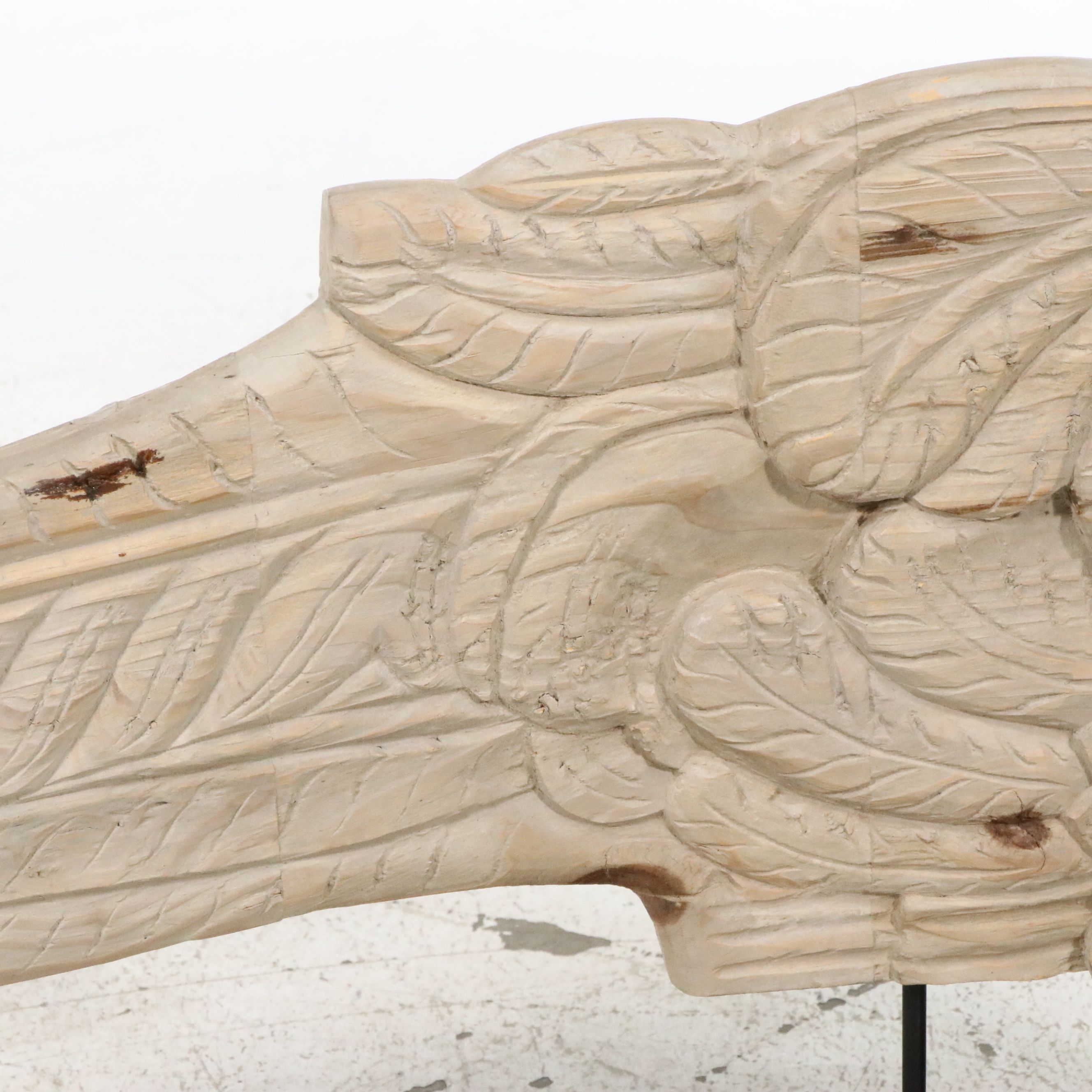 Oversized Hand-Carved Wooden Angel Wing