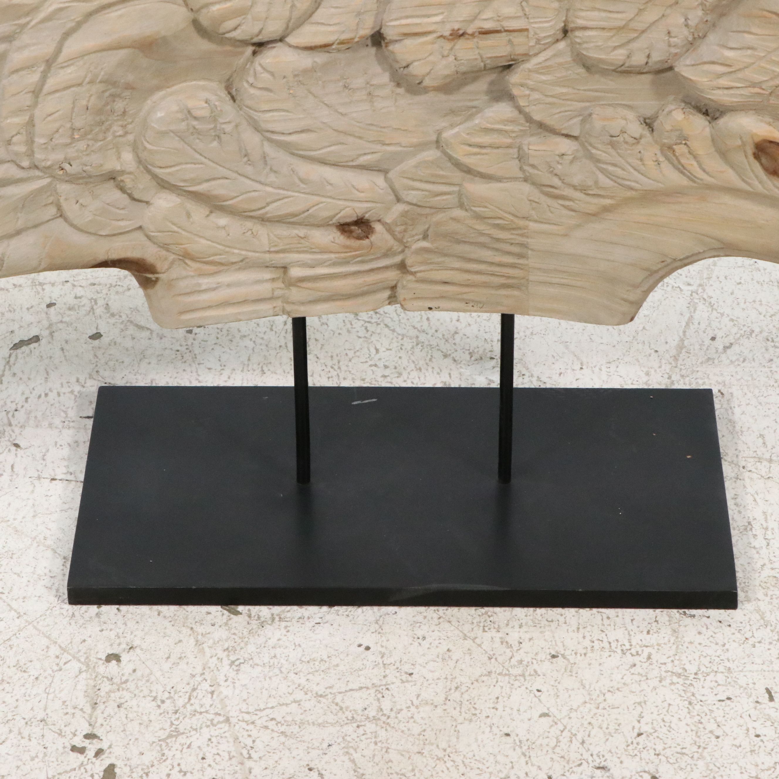 Oversized Hand-Carved Wooden Angel Wing