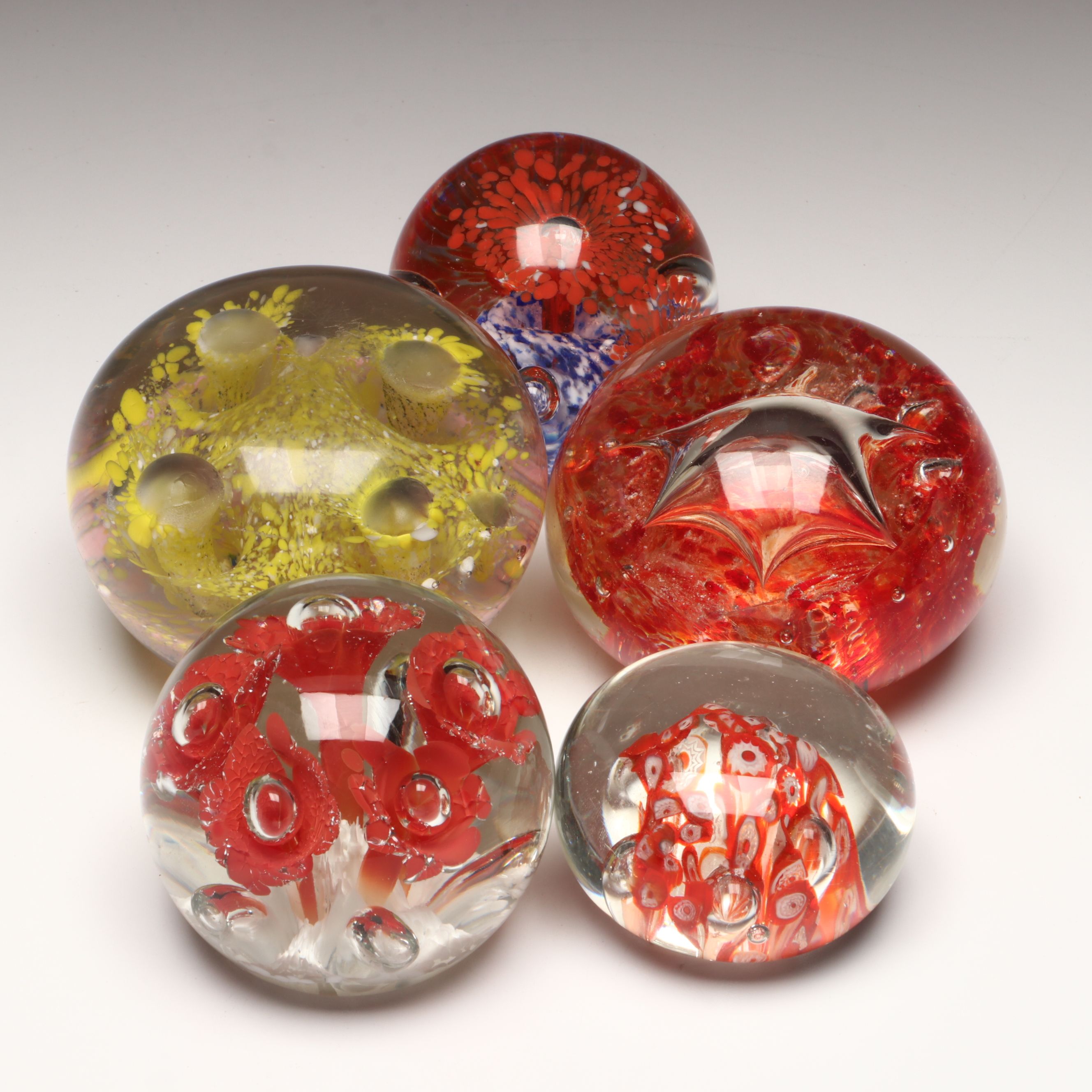 Millefiori, Trumpet Flower and More Hand-Blown Art Glass Paperweights