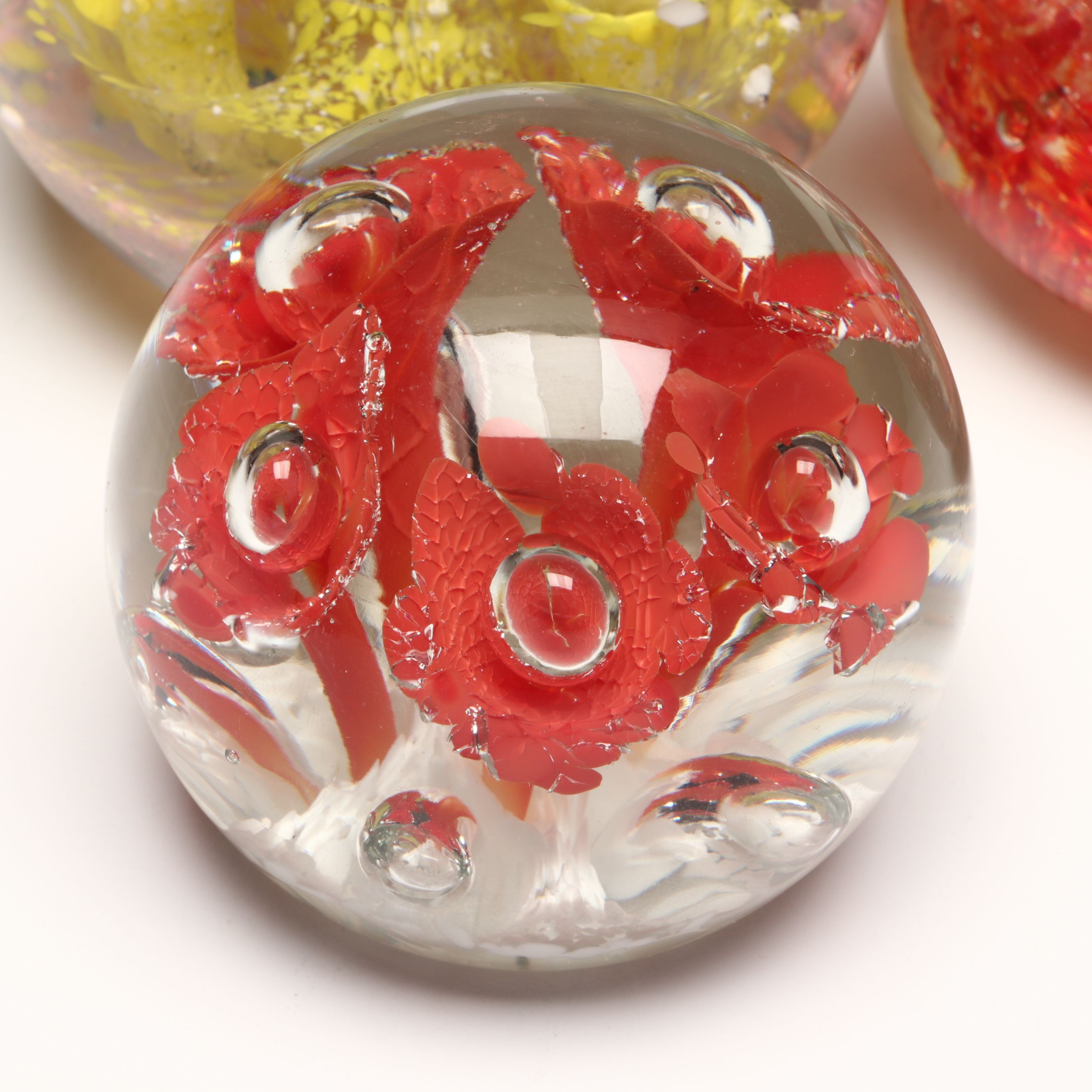 Millefiori, Trumpet Flower and More Hand-Blown Art Glass Paperweights