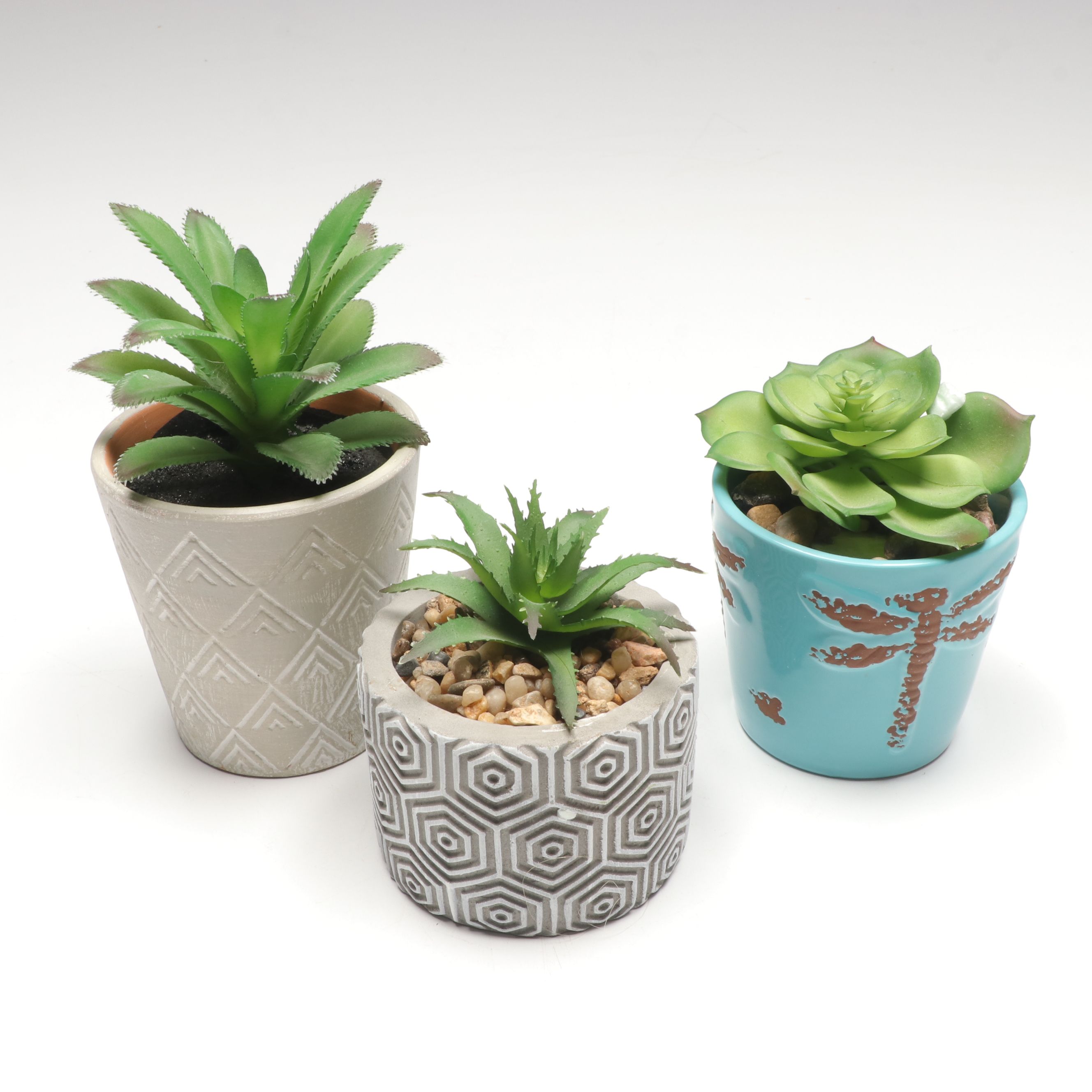 Glass, Ceramic and Stuffed Bunny Figures with Faux Succulents and More Décor