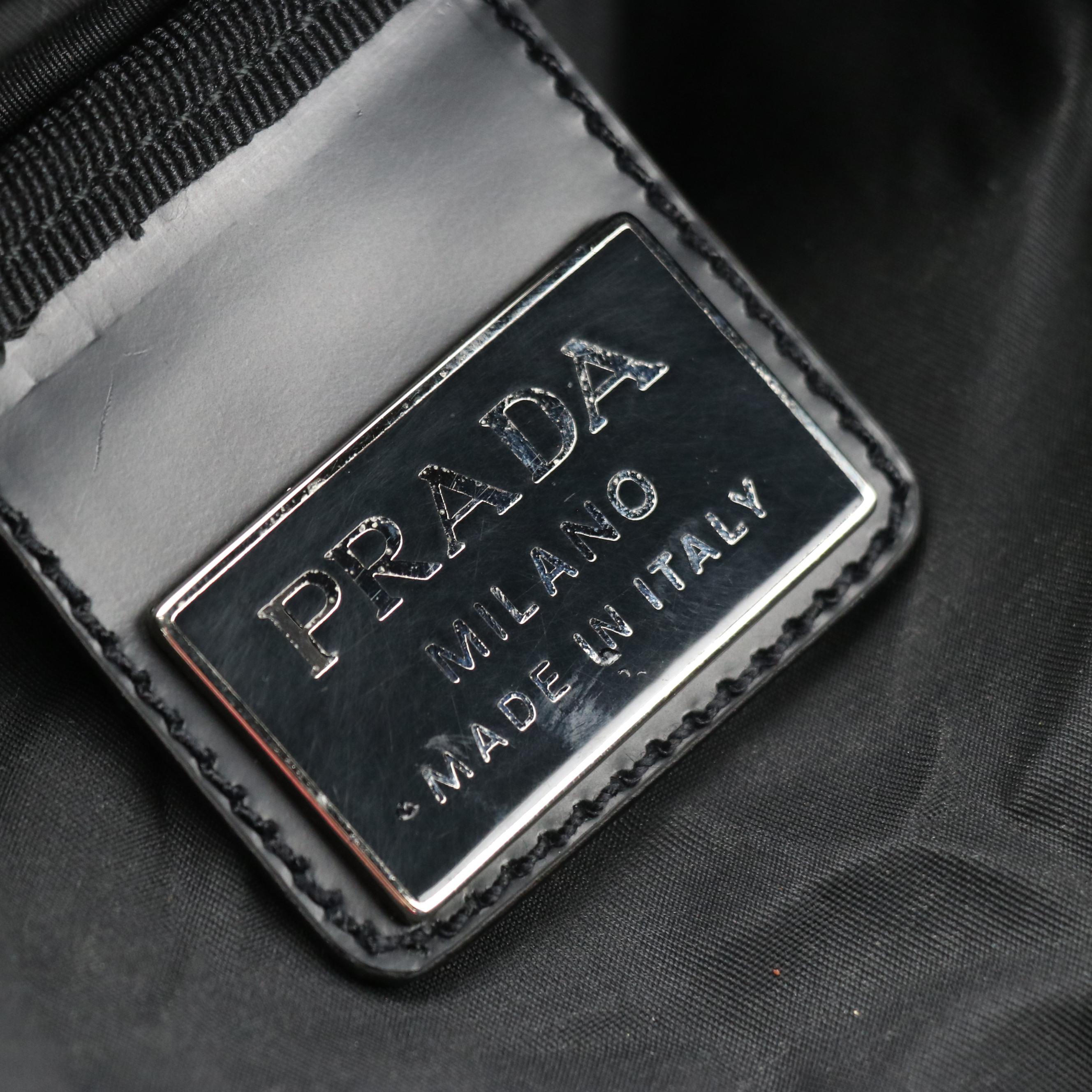 Prada Black Tessuto Nylon and Leather Weekender 2-Way Duffle Bag