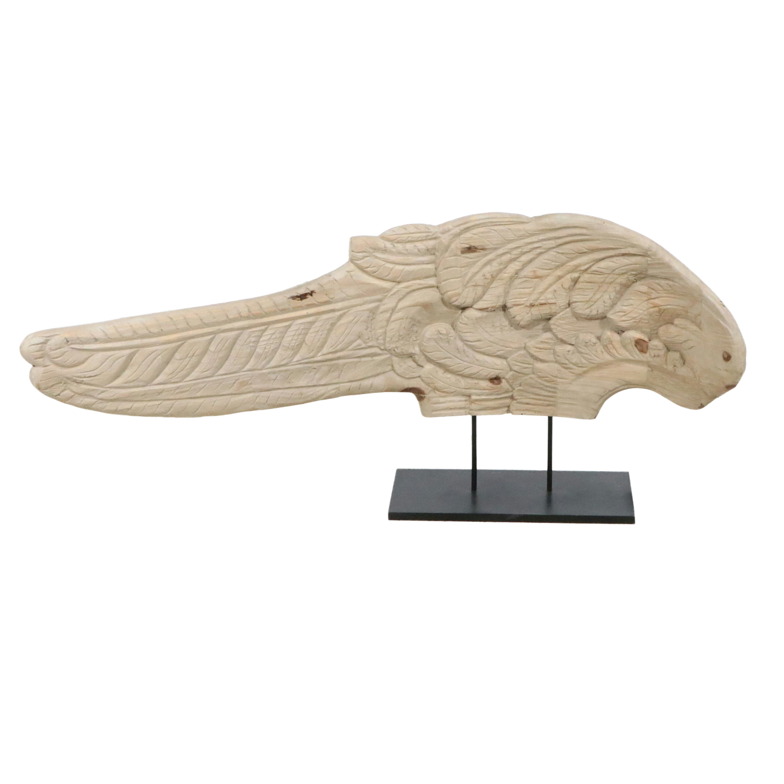 Oversized Hand-Carved Wooden Angel Wing