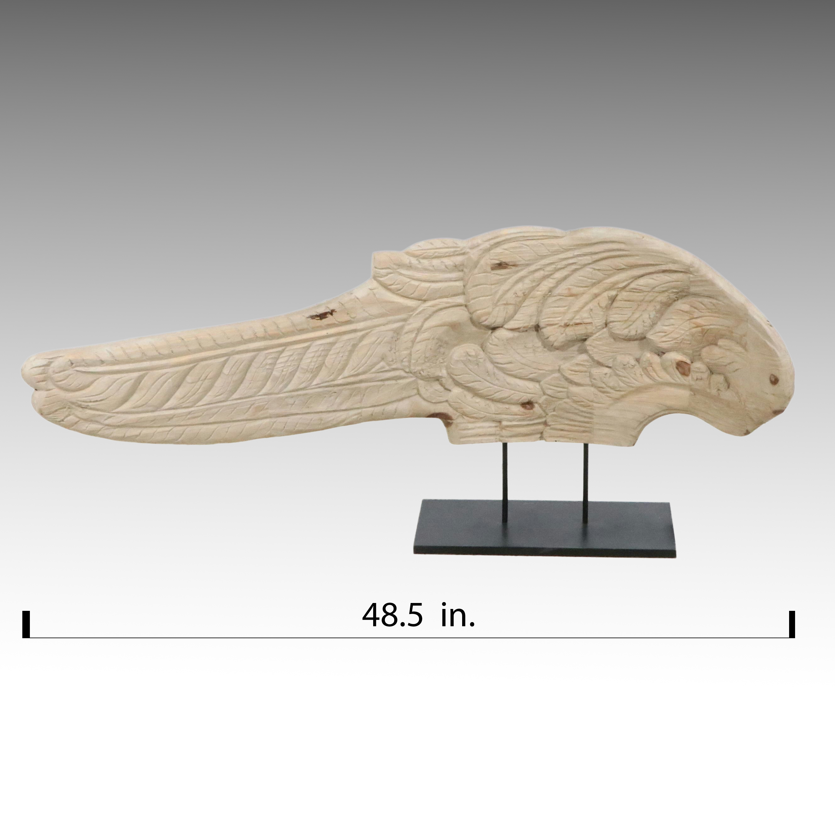 Oversized Hand-Carved Wooden Angel Wing