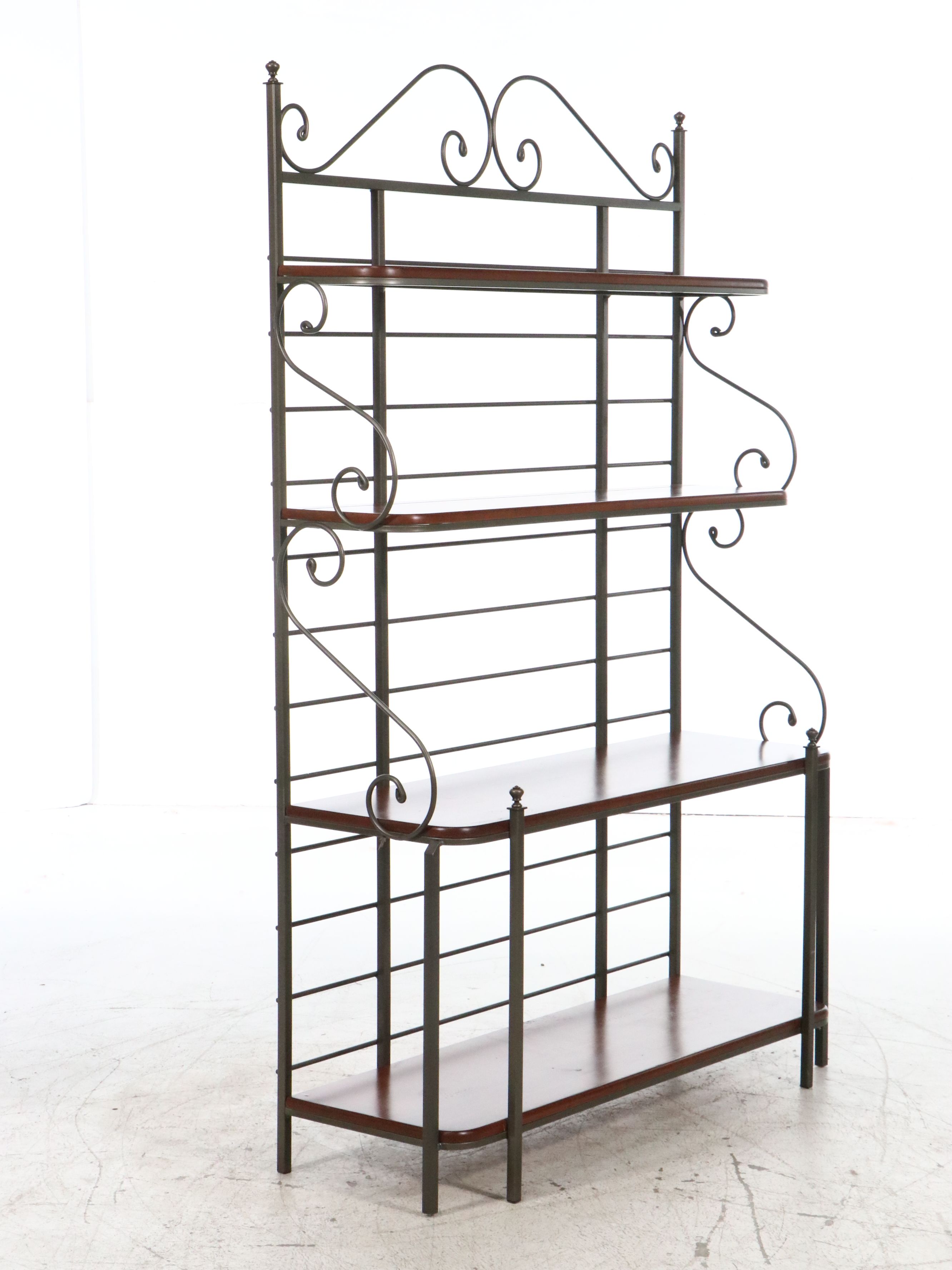 Charleston Forge Wrought Iron and Cherry Wood Baker's Rack
