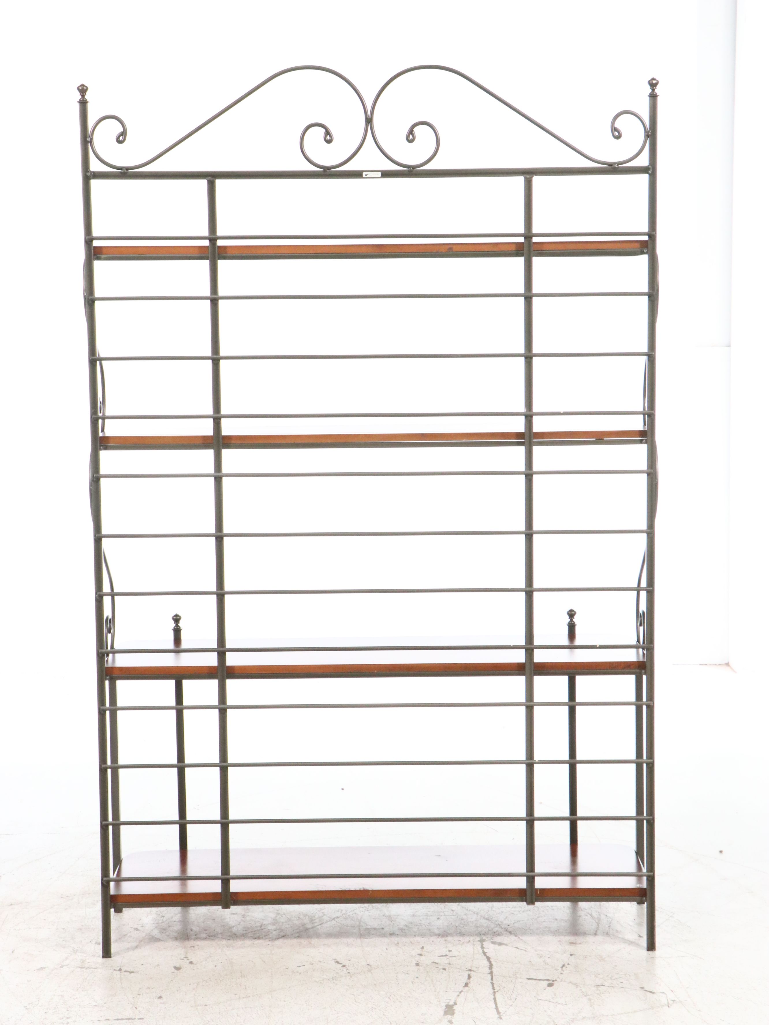 Charleston Forge Wrought Iron and Cherry Wood Baker's Rack