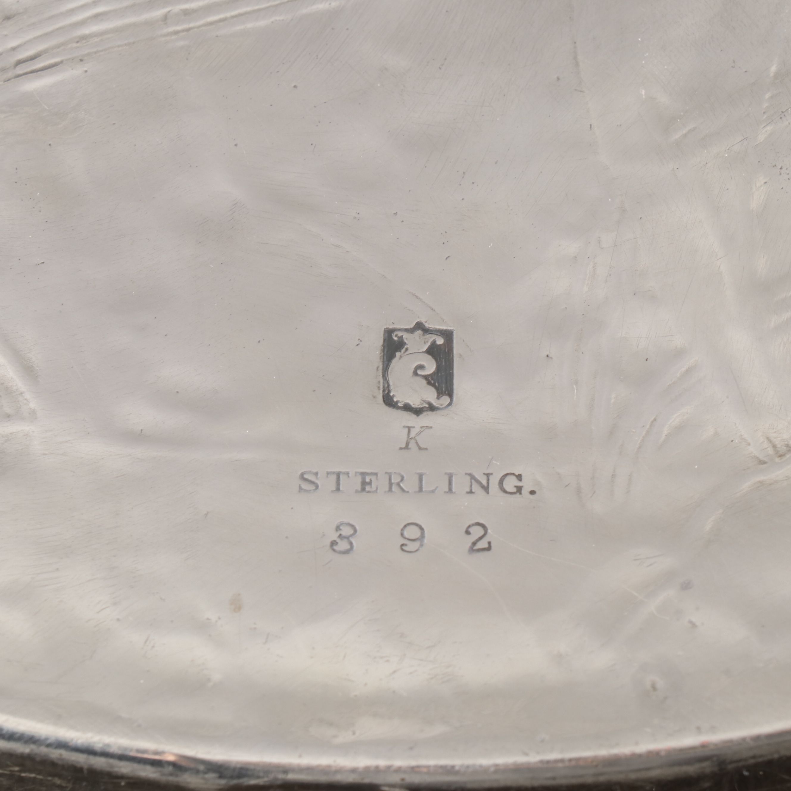 Kennard & Jenks Japonesque Hammered Sterling Footed Tray, Late 19th Century