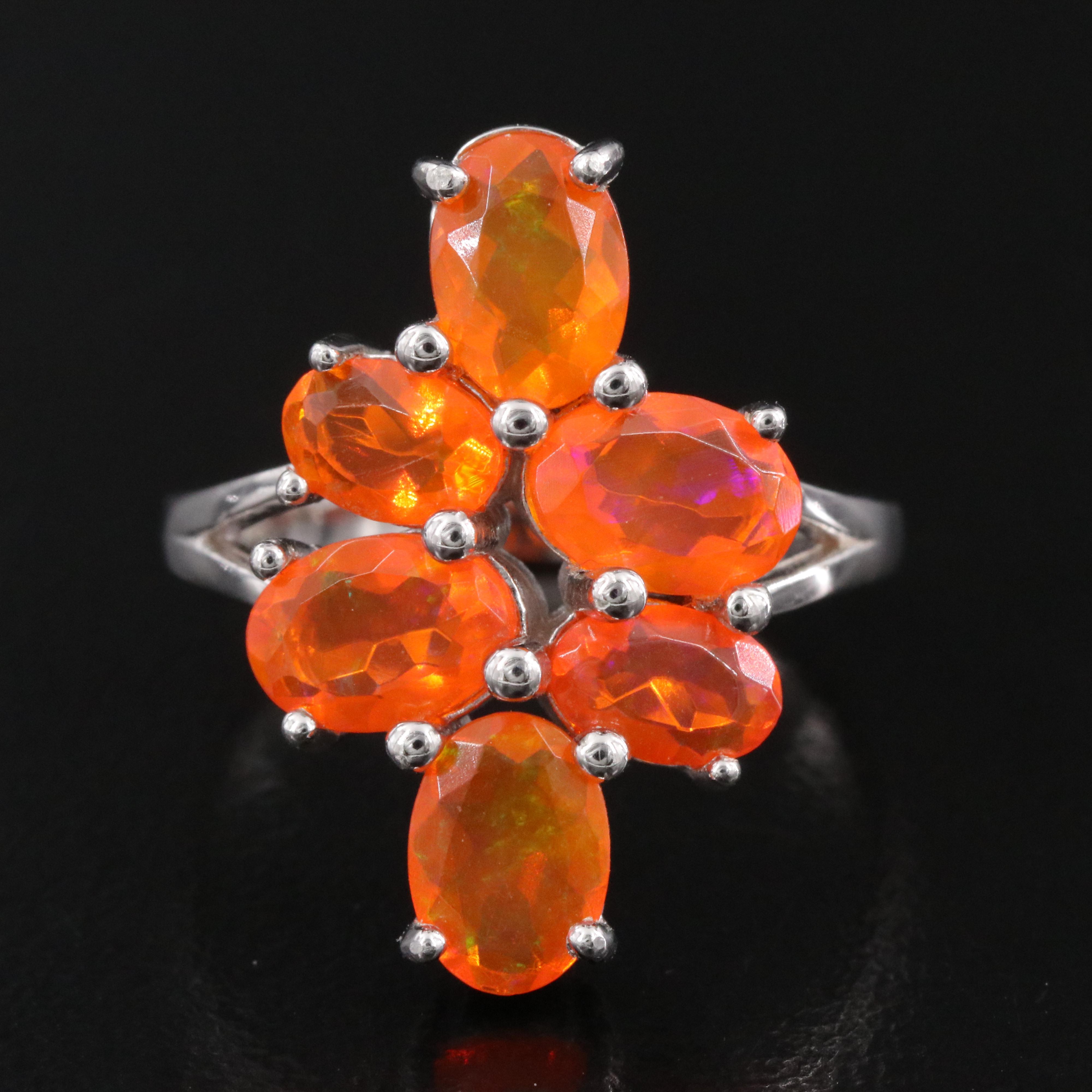 Sterling Fire Opal Ring