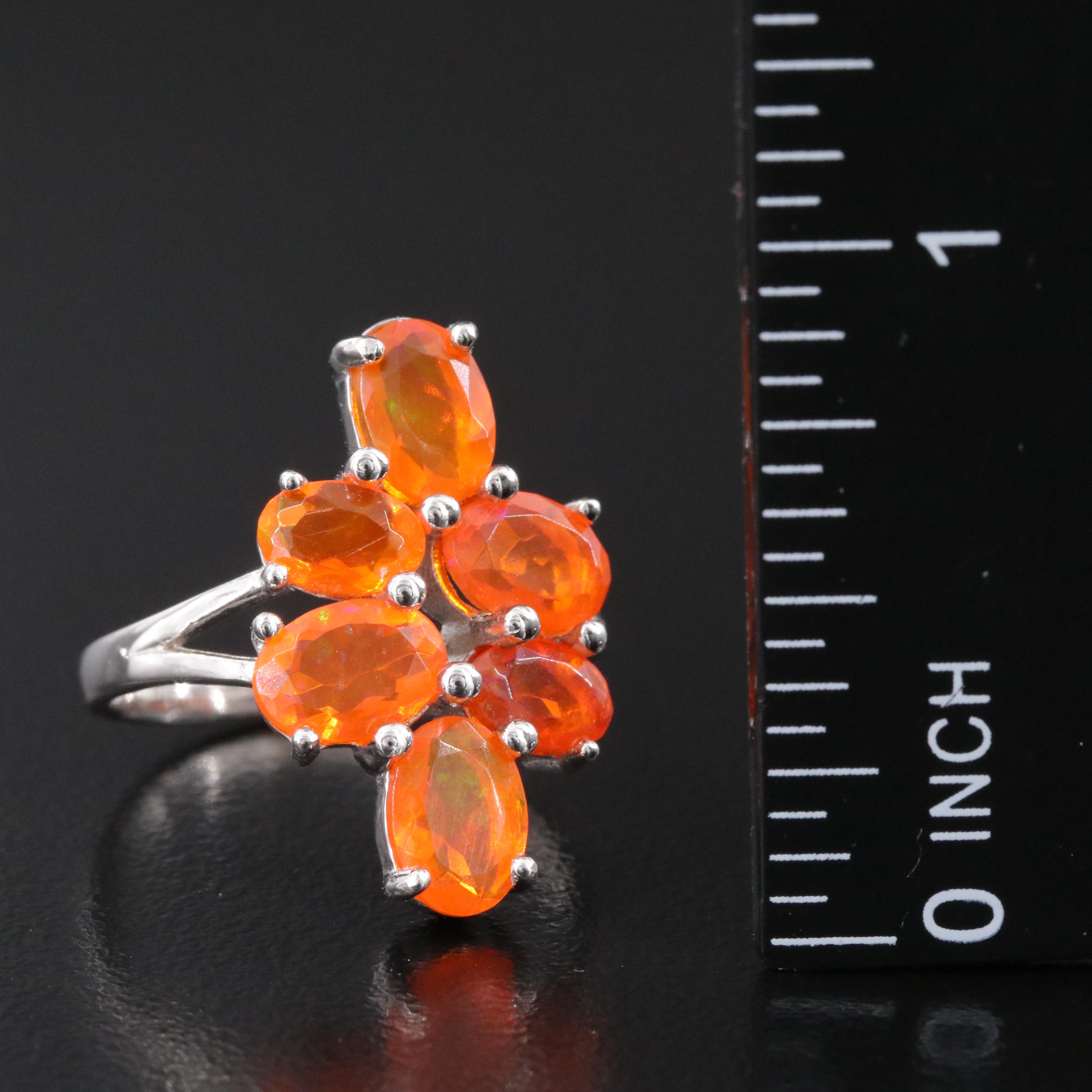 Sterling Fire Opal Ring