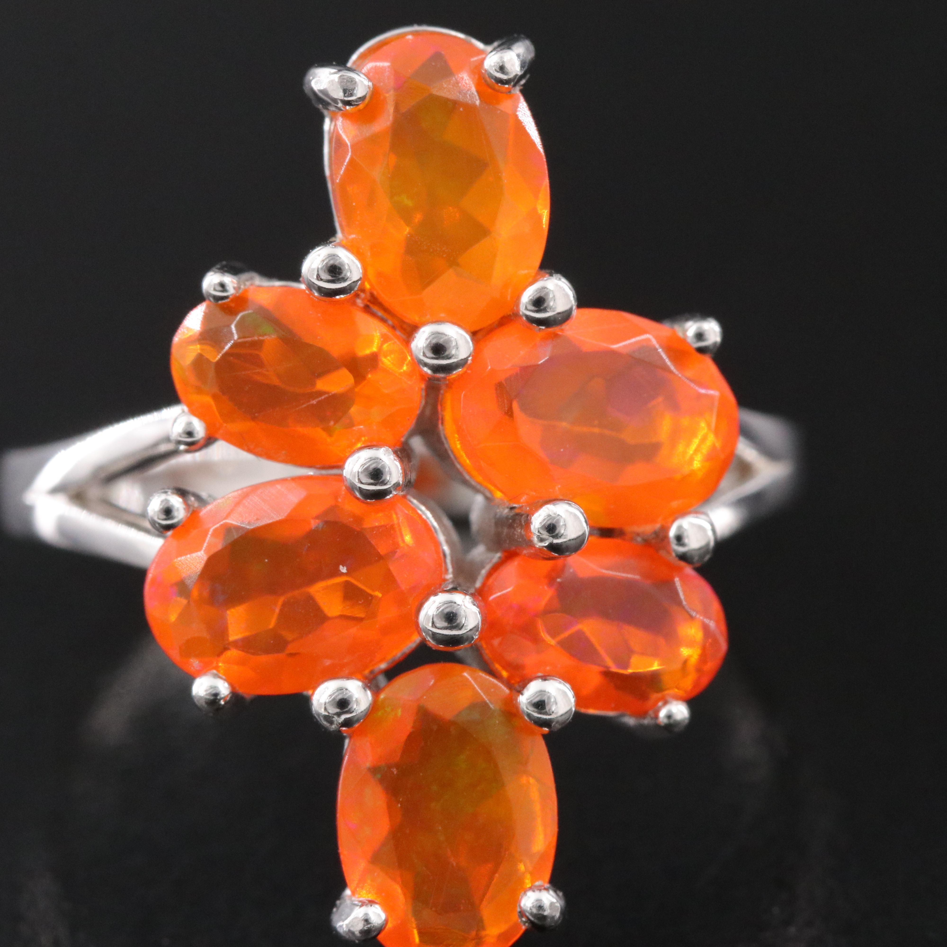 Sterling Fire Opal Ring