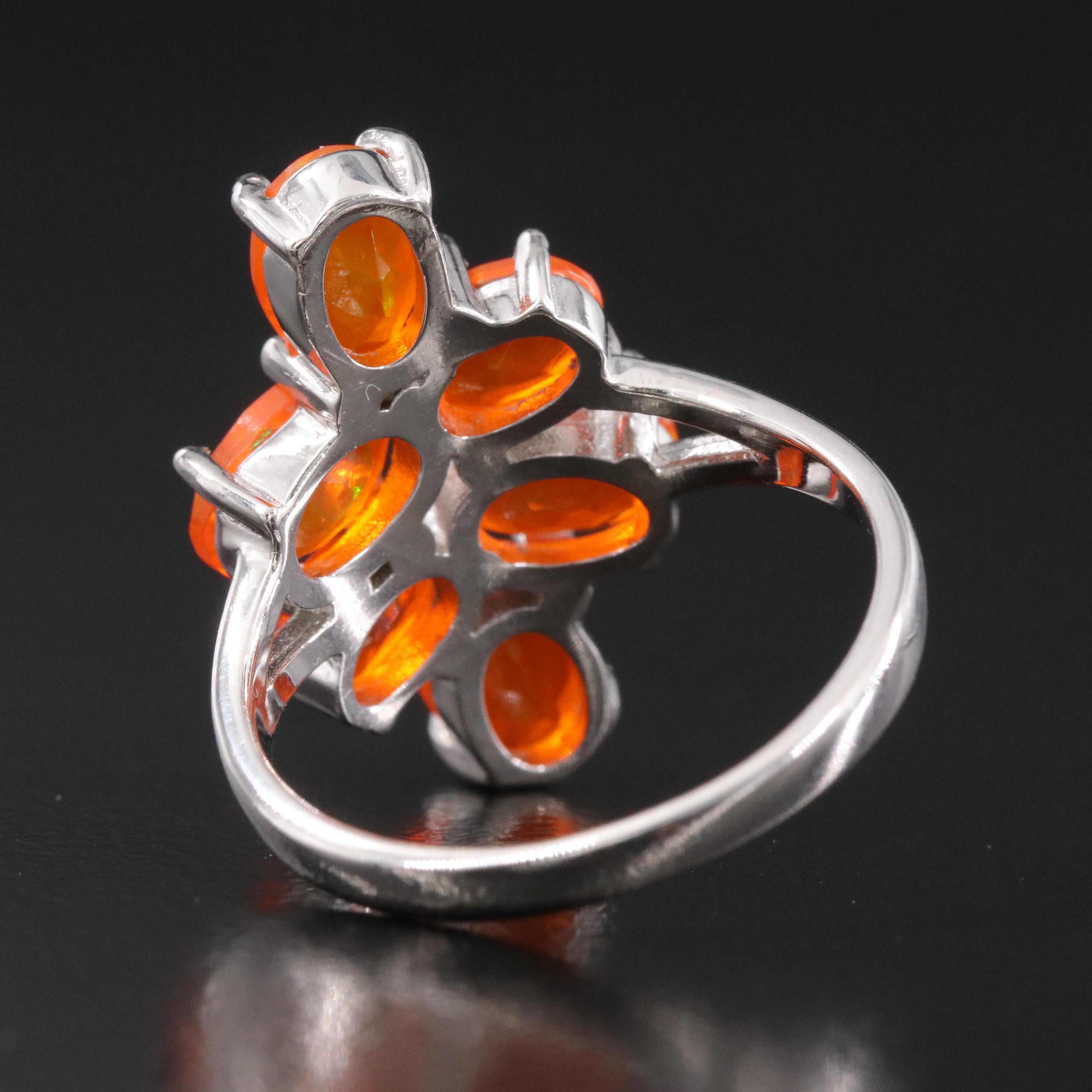 Sterling Fire Opal Ring