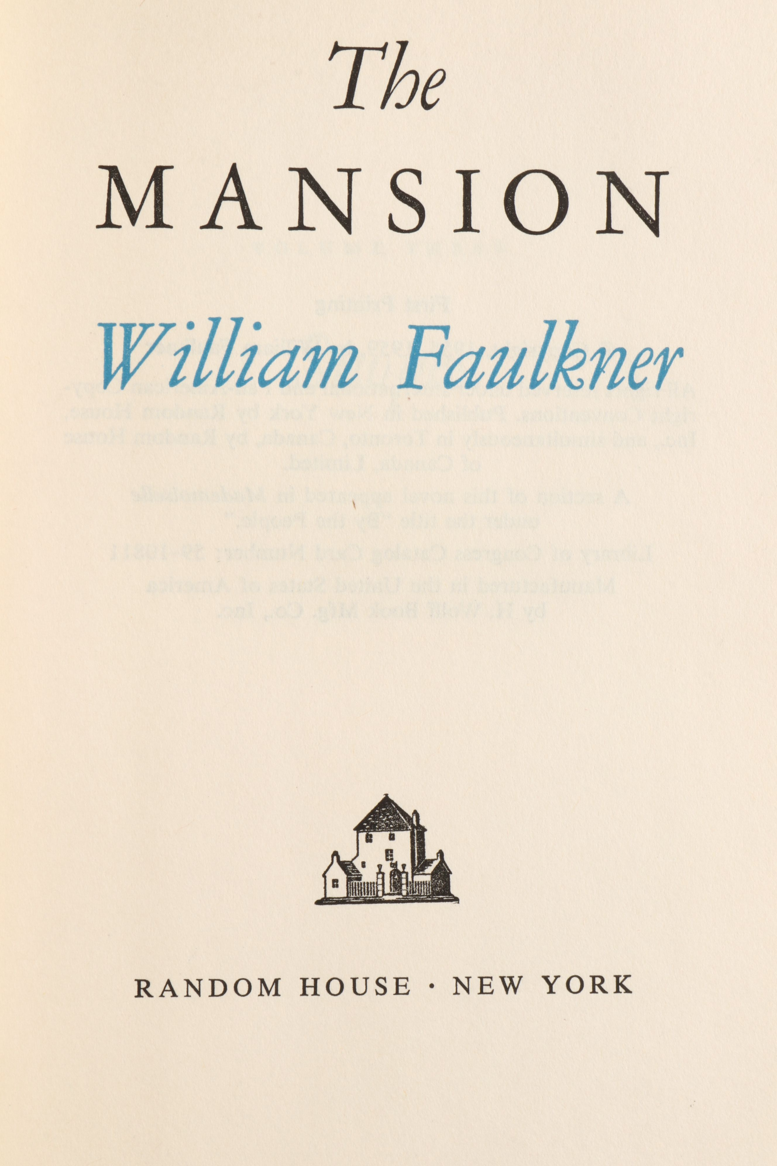 First Printing "The Reivers" and "The Mansion" by William Faulkner