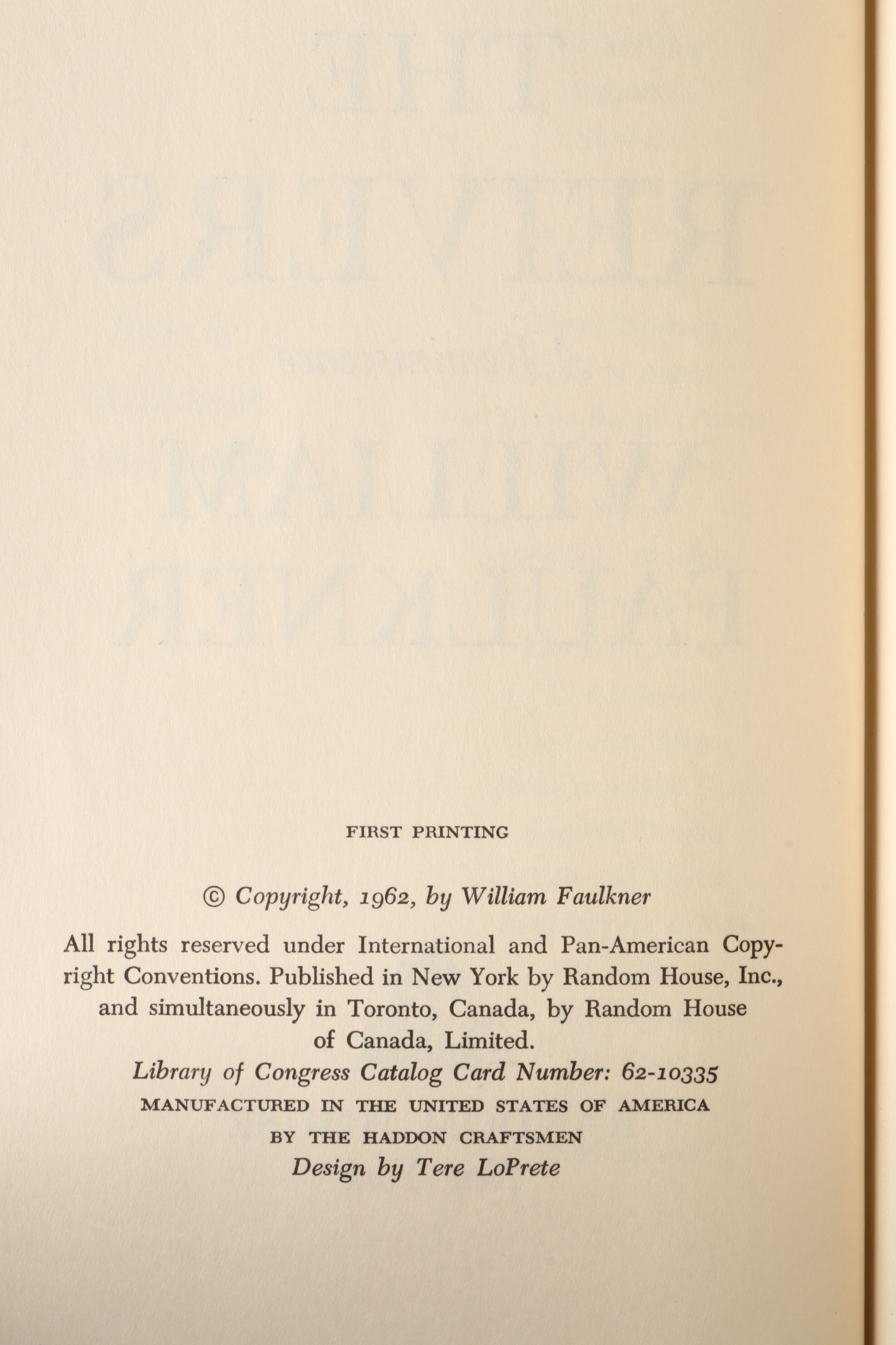 First Printing "The Reivers" and "The Mansion" by William Faulkner