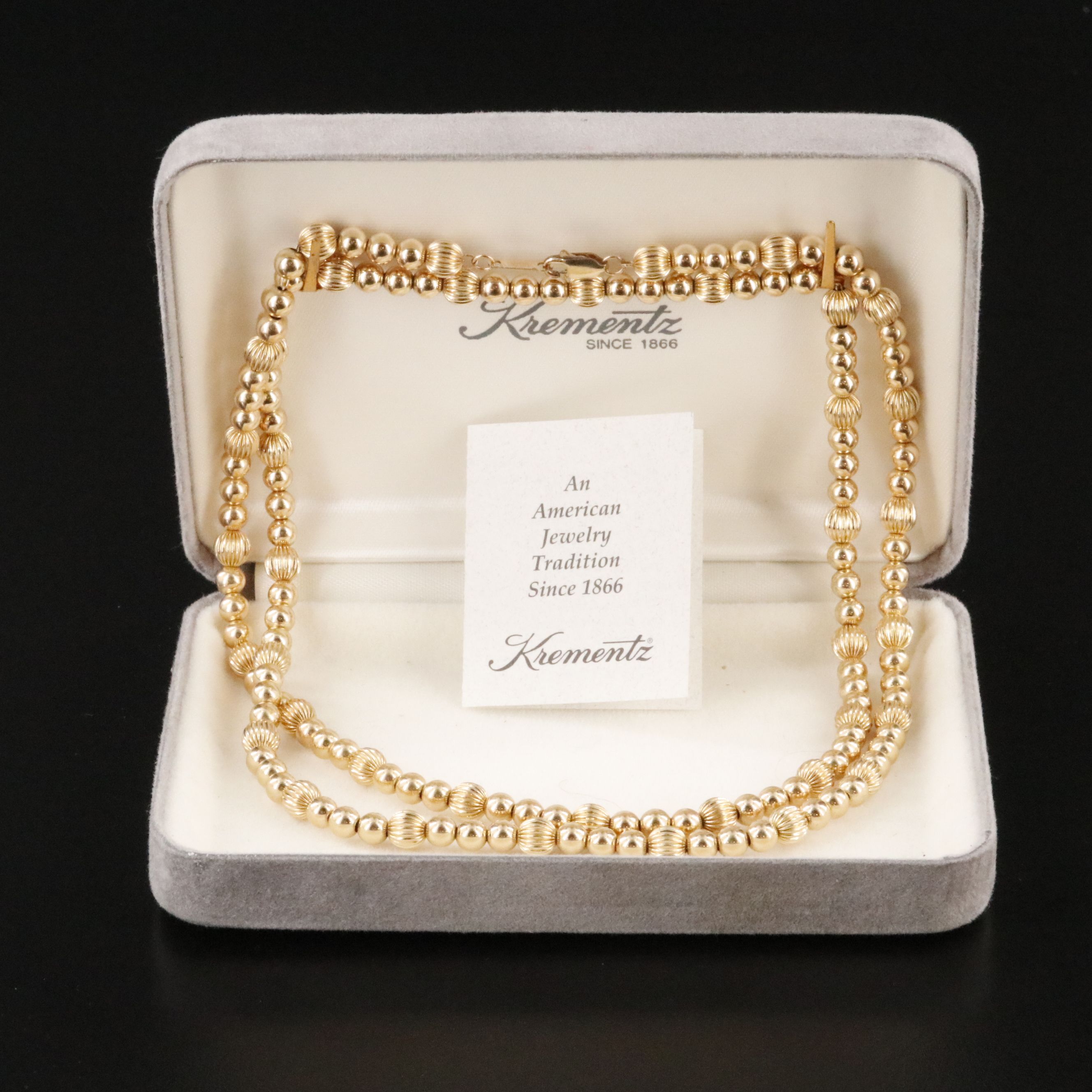 Krementz Fluted Bead Necklace