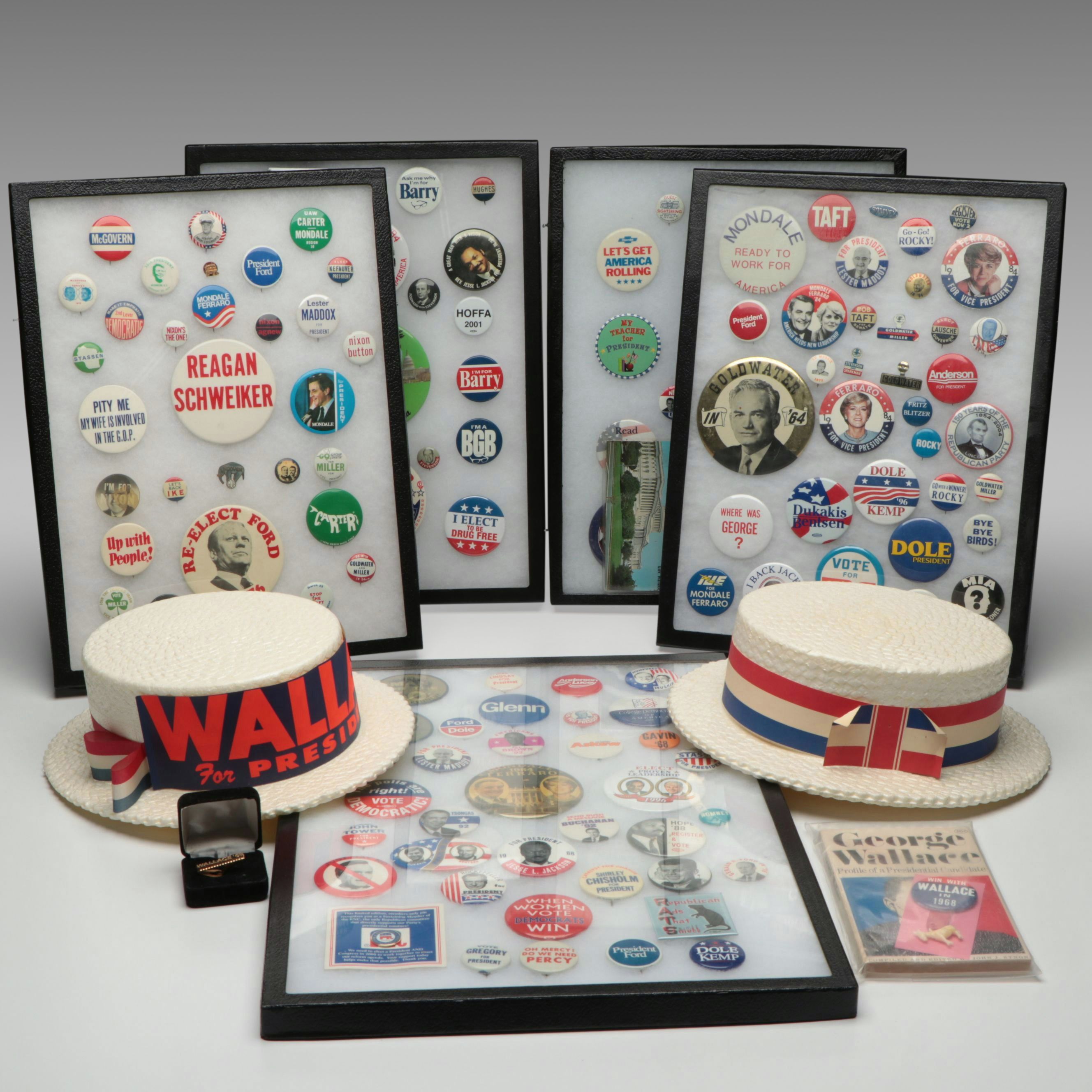 "Wallace for President" Hat, Angela Davis Campaign Pin and More, 1960s-2010s
