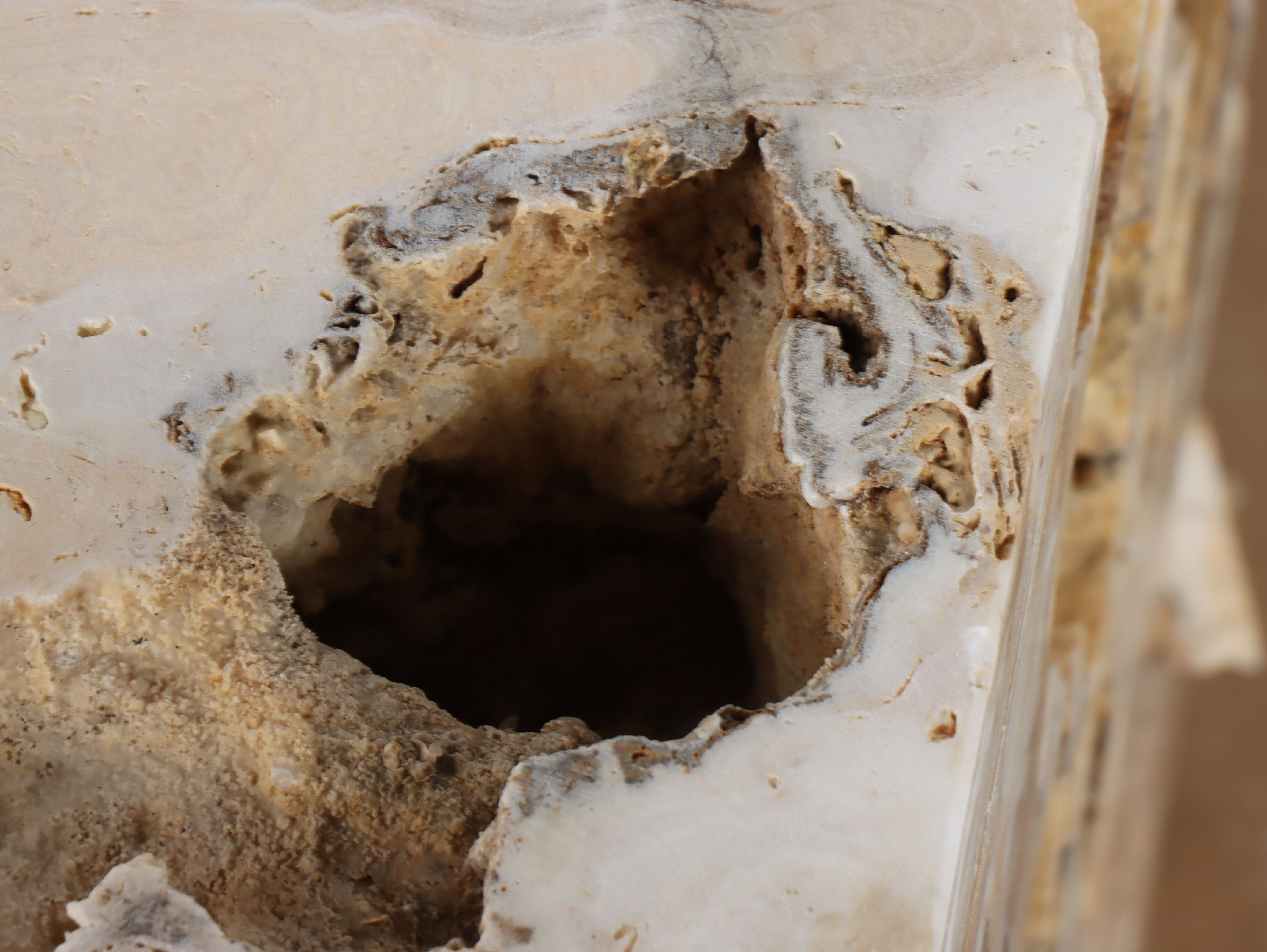 Modern Travertine End Table