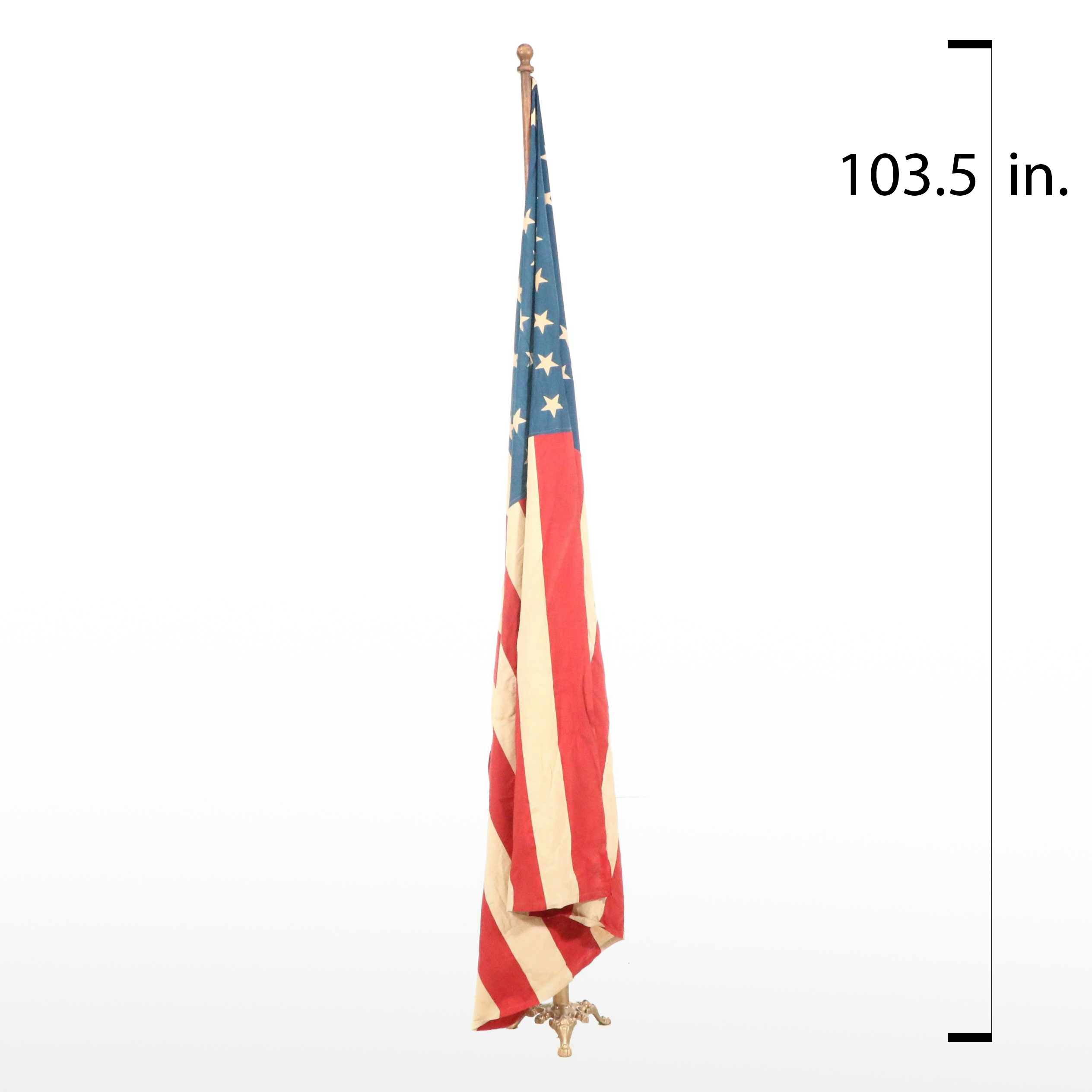 48-Star American Parade Flag with Stand, Early to Mid-20th Century